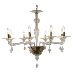 Lustre italien à 8 bras en verre de Murano doré