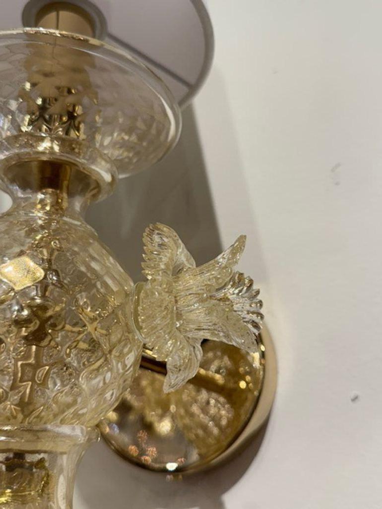 Appliques à fleurs italiennes en verre de Murano doré Bon état - En vente à Dallas, TX