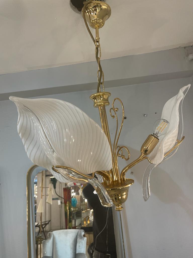 Mid-Century Modern Italian Gold Plated Chandelier, 1960s For Sale