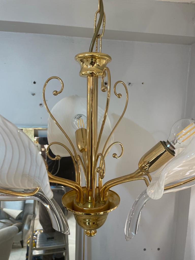 Italian Gold Plated Chandelier, 1960s For Sale 1