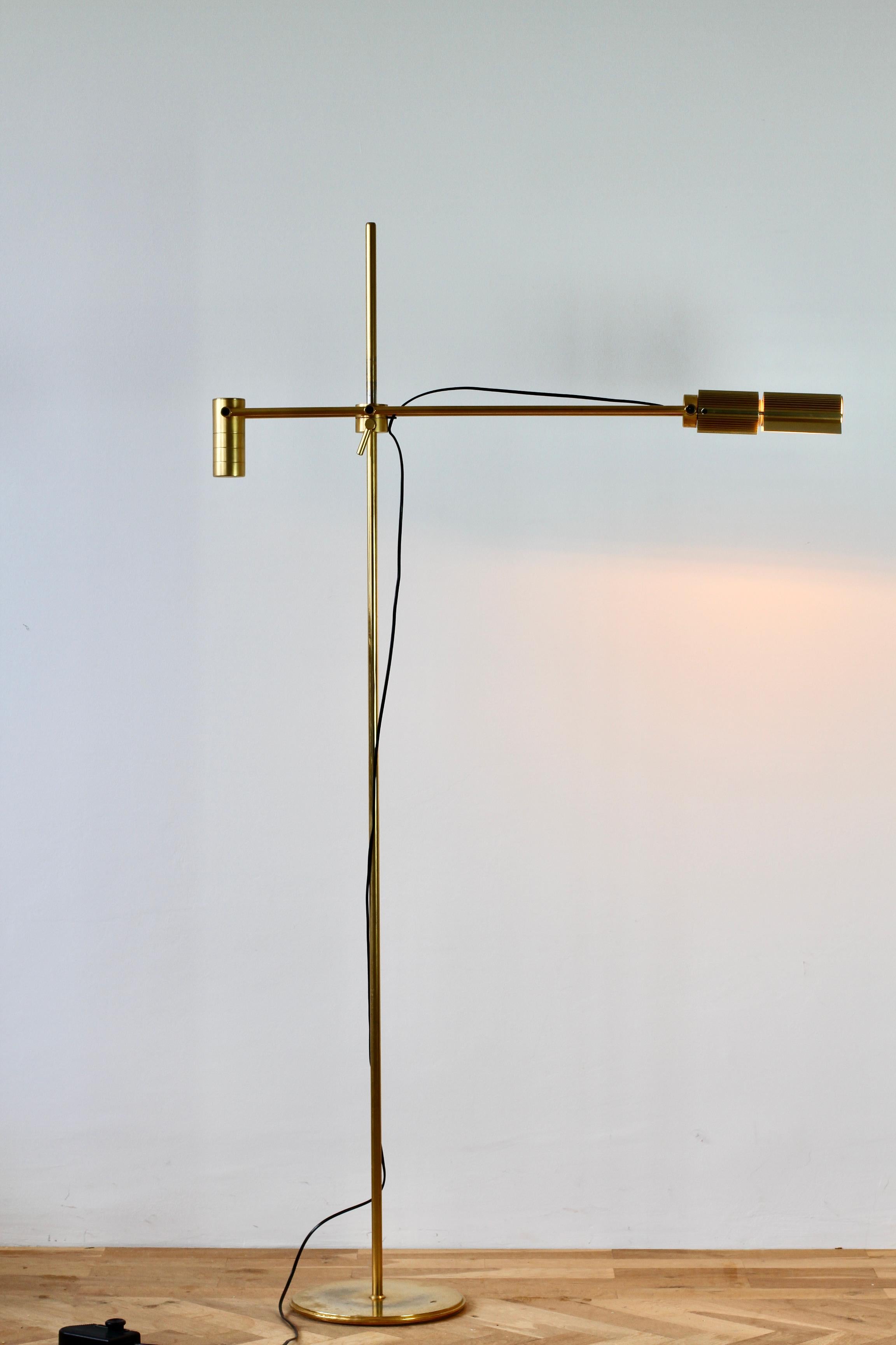 Swiss Lamps Gold Plated Brass Vintage Modernist 1970s Adjustable Floor Lamp  For Sale 3