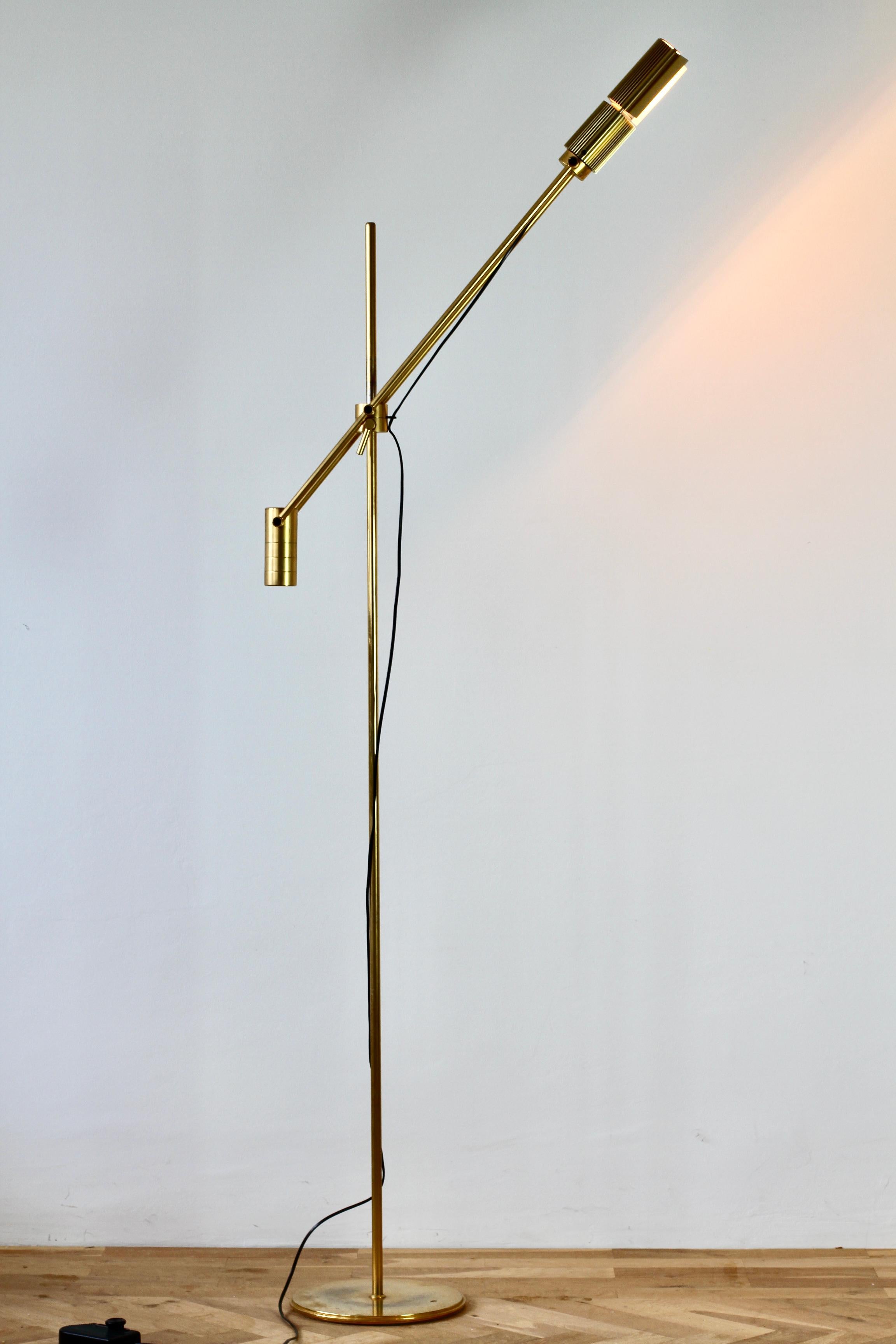 Swiss Lamps Gold Plated Brass Vintage Modernist 1970s Adjustable Floor Lamp  For Sale 4
