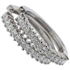 Italian Gold Princess Cut Diamond Hoop Earrings