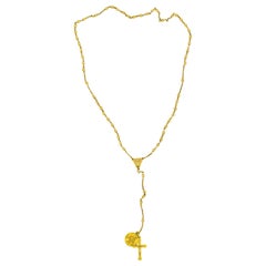 Used Italian Gold Rosary Cross Memory of Confirmation Ricordo Della Cresima Pendant