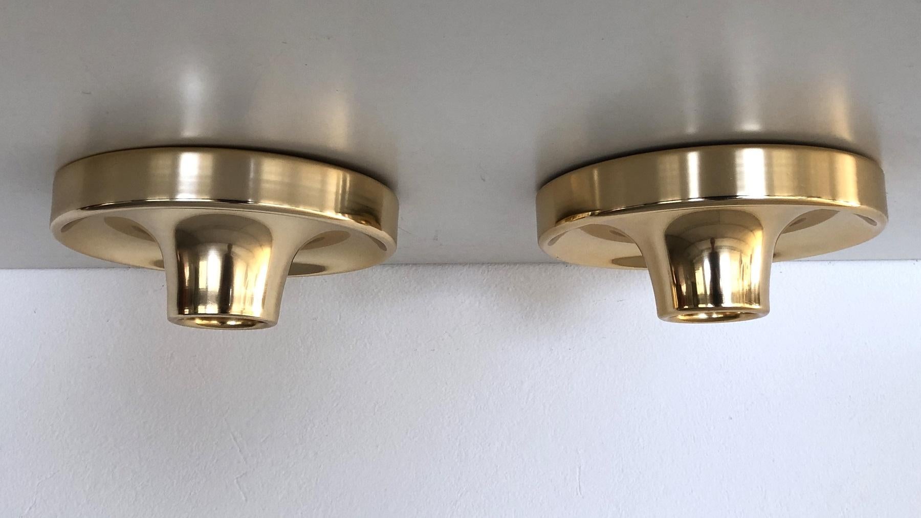 Italian Golden Flush Mount Lights, Set of 2 In Good Condition For Sale In Morazzone, Varese