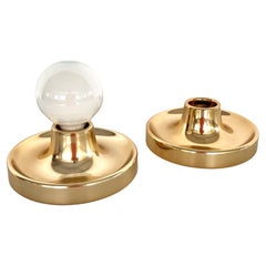 Italian Golden Flush Mount Lights, Set of 2