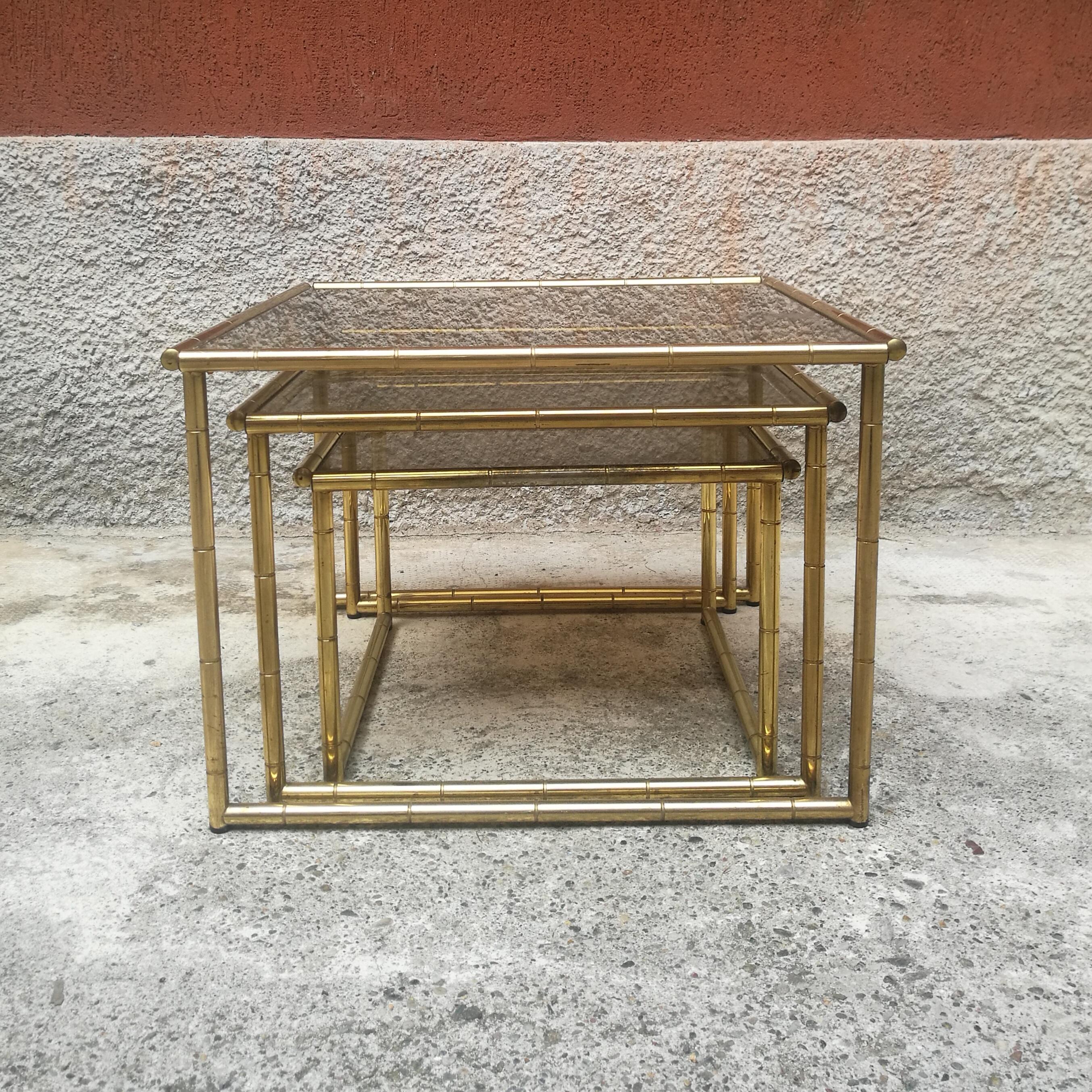 Italian Golden Metal Coffee Tables, 1970s In Good Condition In MIlano, IT