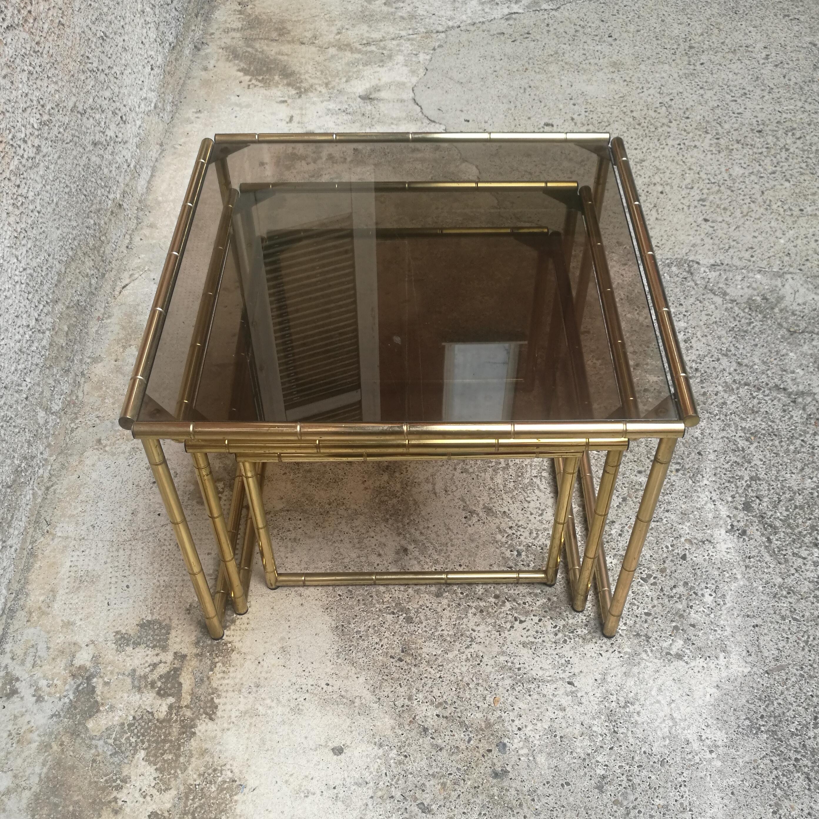 Late 20th Century Italian Golden Metal Coffee Tables, 1970s