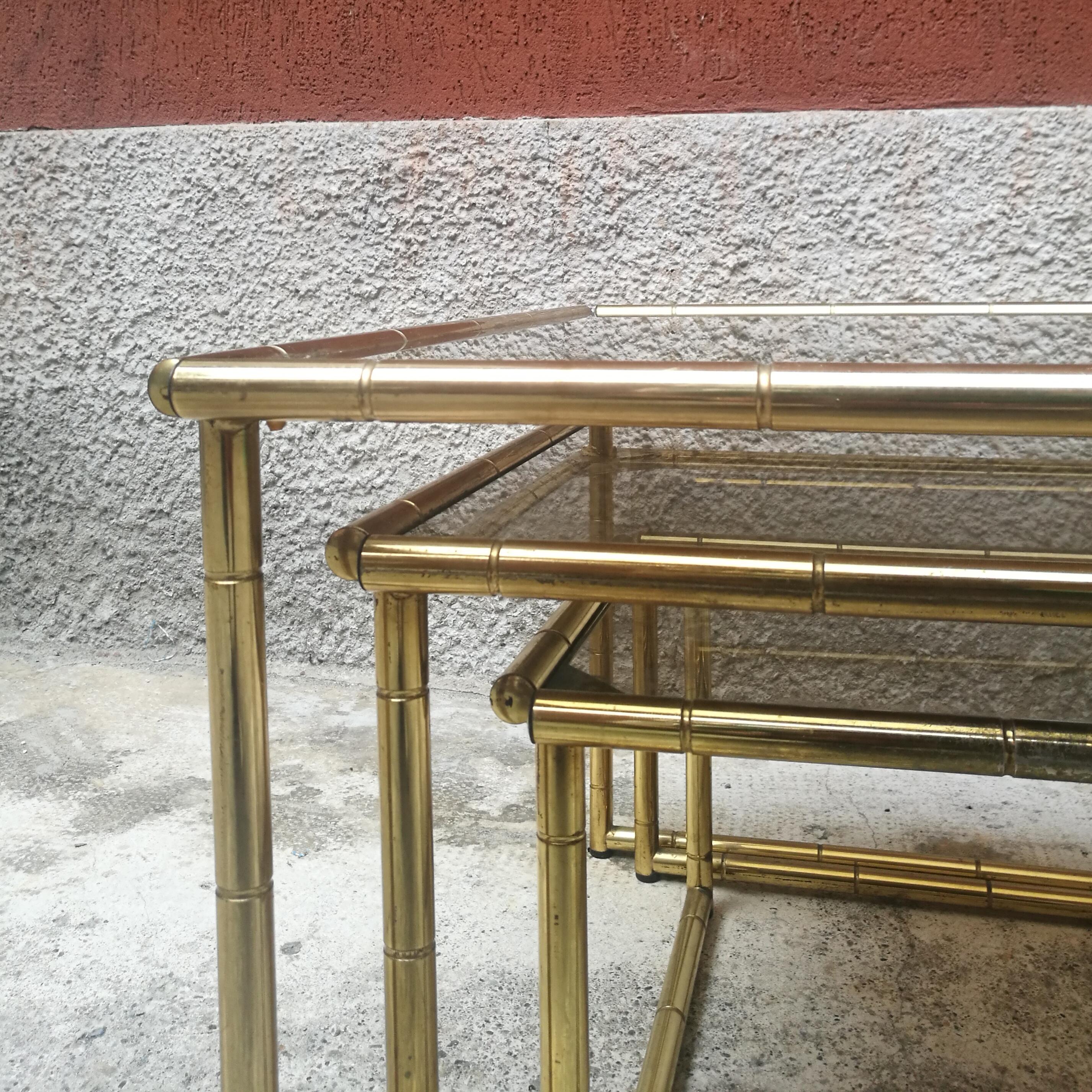Italian Golden Metal Coffee Tables, 1970s 1