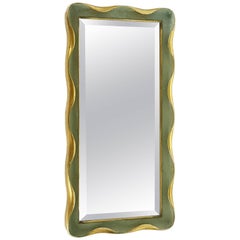 Italian Golden & Painted Wood 1940s Wall Mirror Attributed to Giovanni Gariboldi