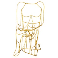 Italian Golden Wire Figure Sculpture Chair