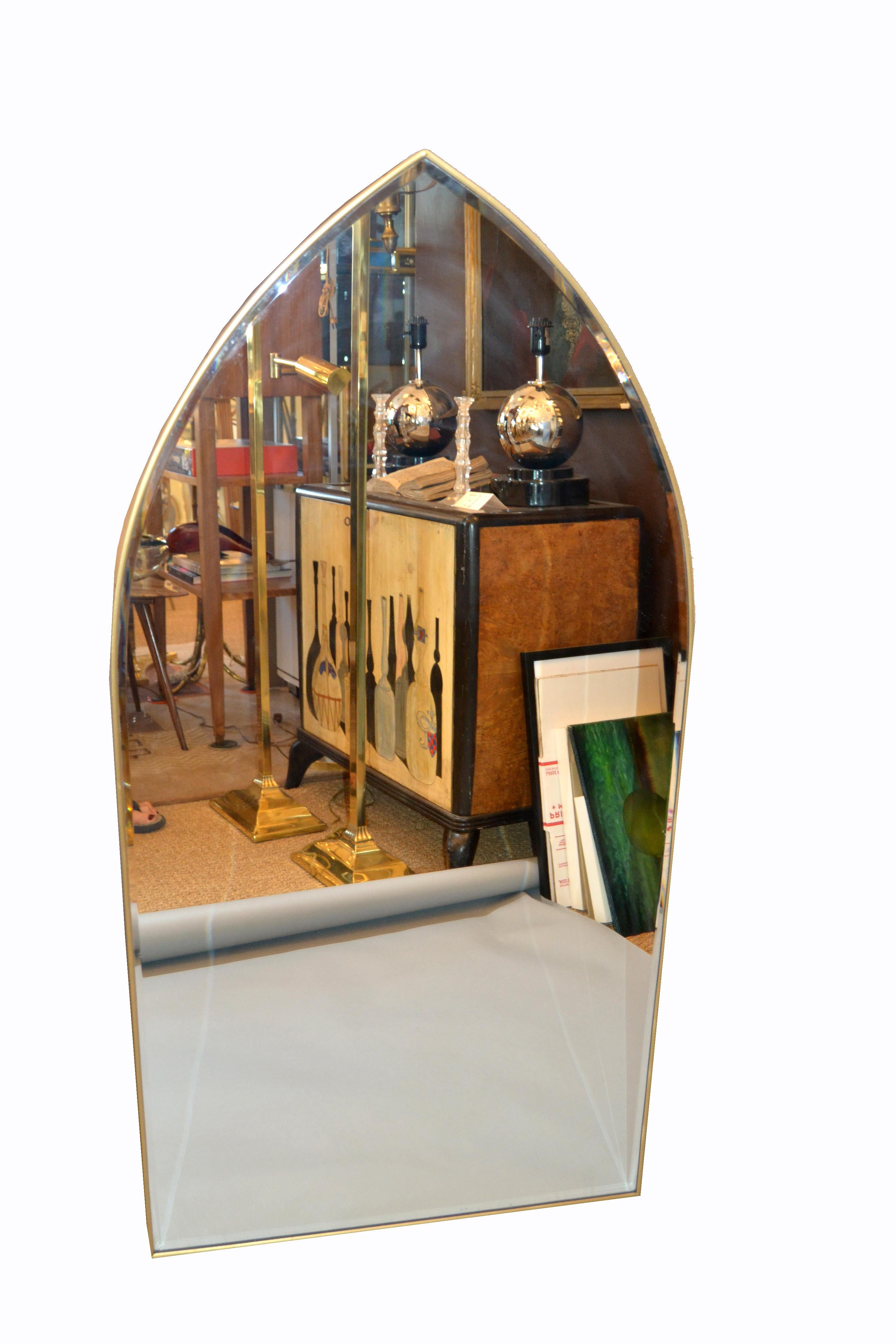 Italian Gothic Arch Brass Wall Mirror Hollywood Regency 6