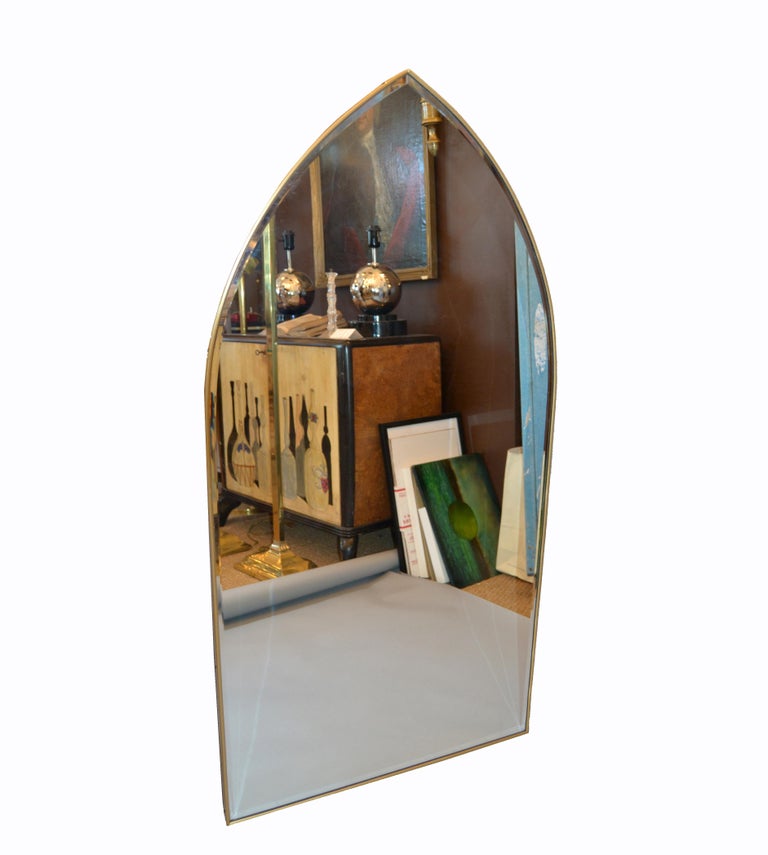 Italian Gothic Arch Brass Wall Mirror Hollywood Regency For Sale at 1stDibs