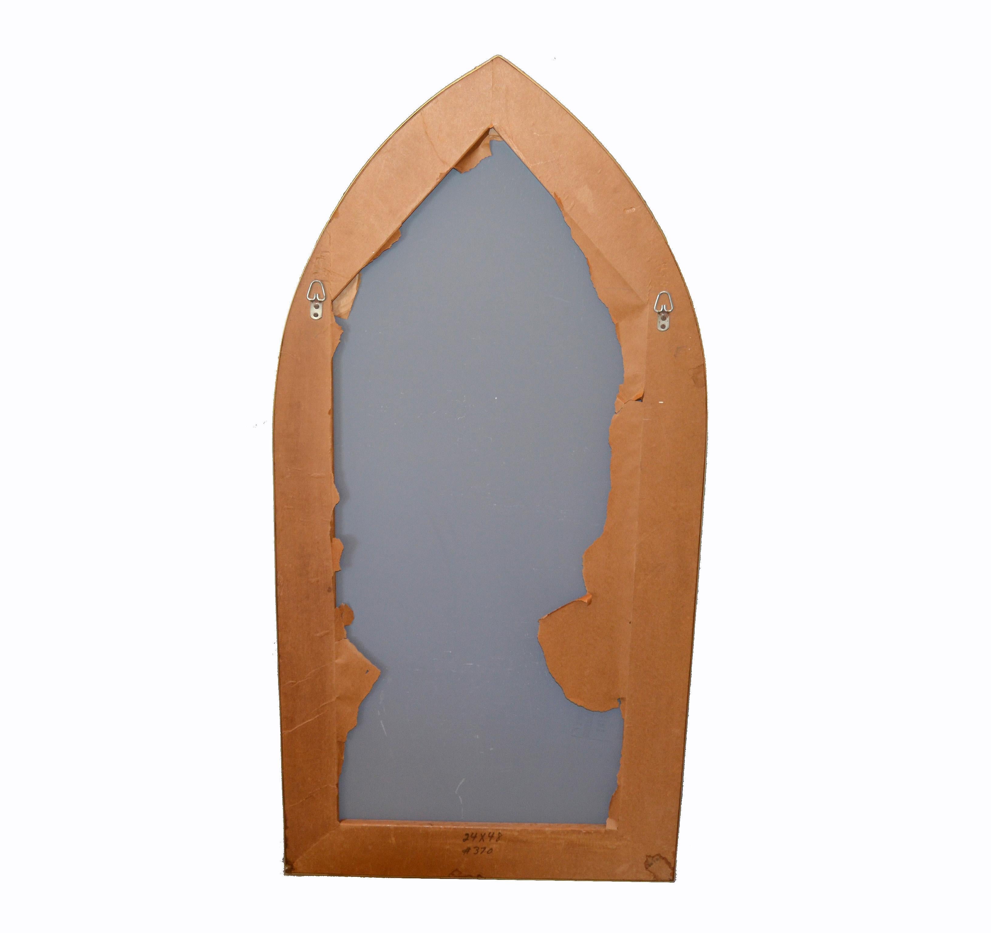 Italian Gothic Arch Brass Wall Mirror Hollywood Regency 4