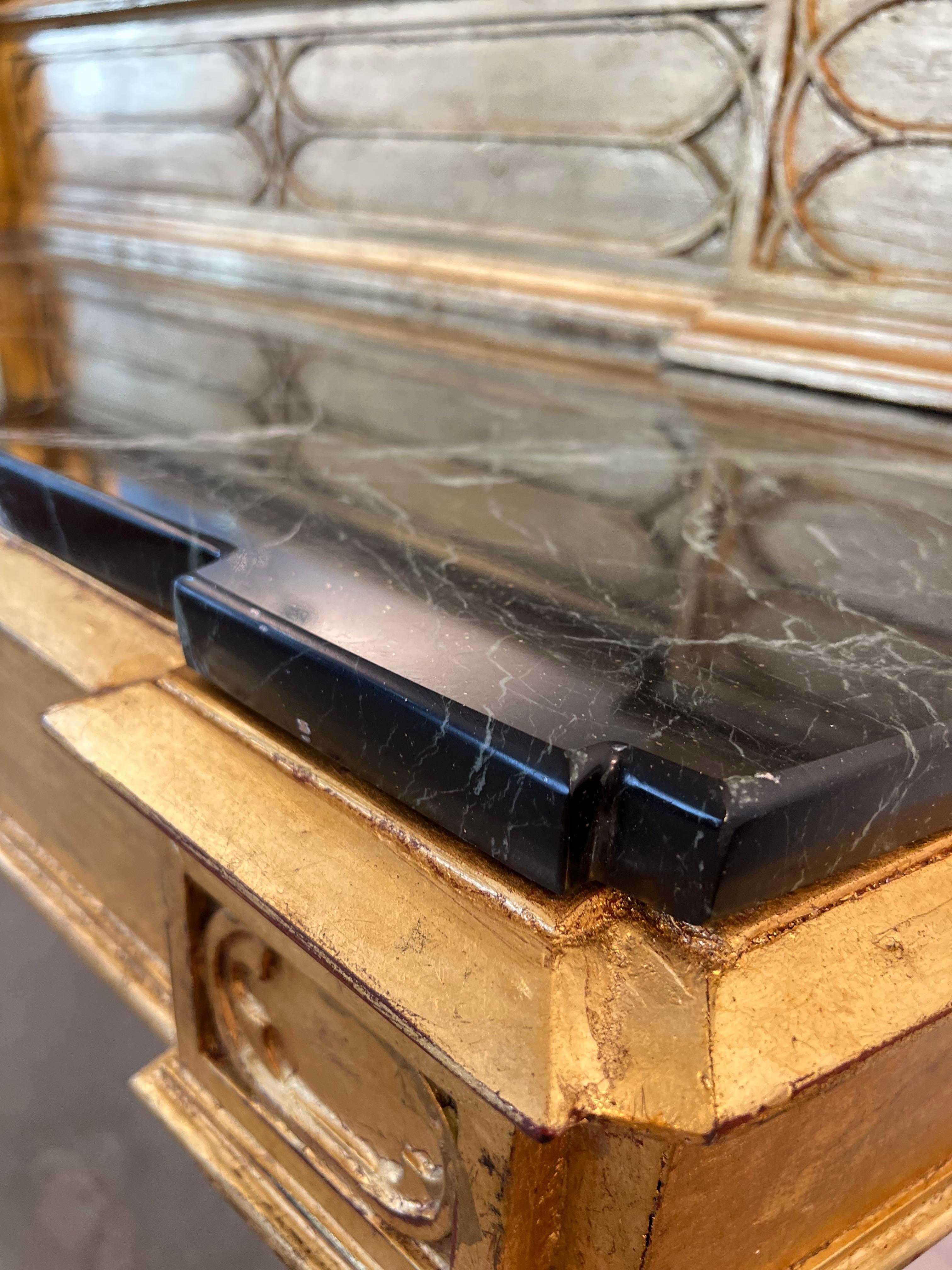 Italian Gothic Mirror Console with Black Marble For Sale 8