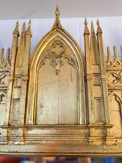 Italian Gothic Mirror Console with Black Marble