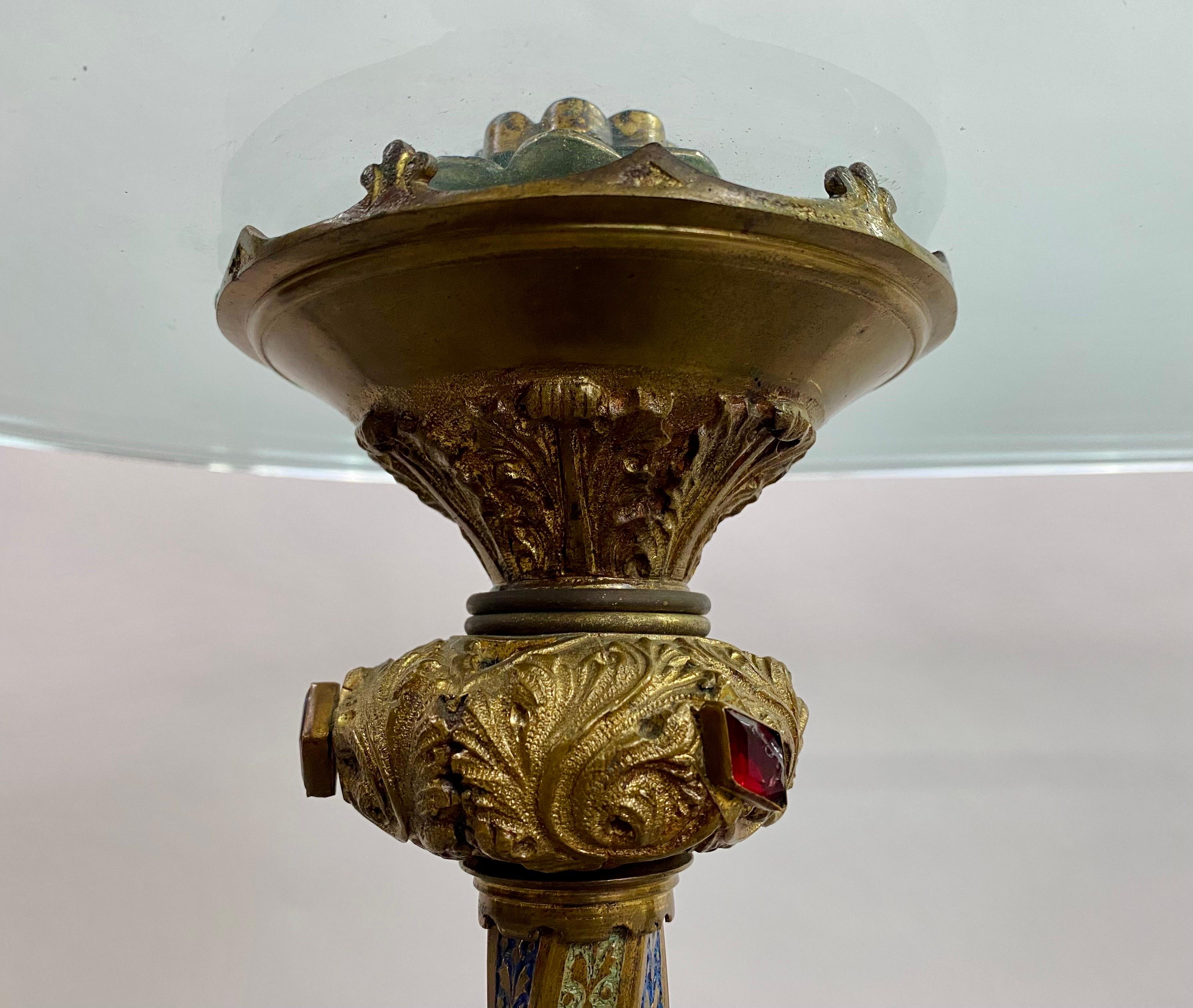 Italian Gothic Renaissance Style Brass Pedestals and Glass Top Coffee Table For Sale 7