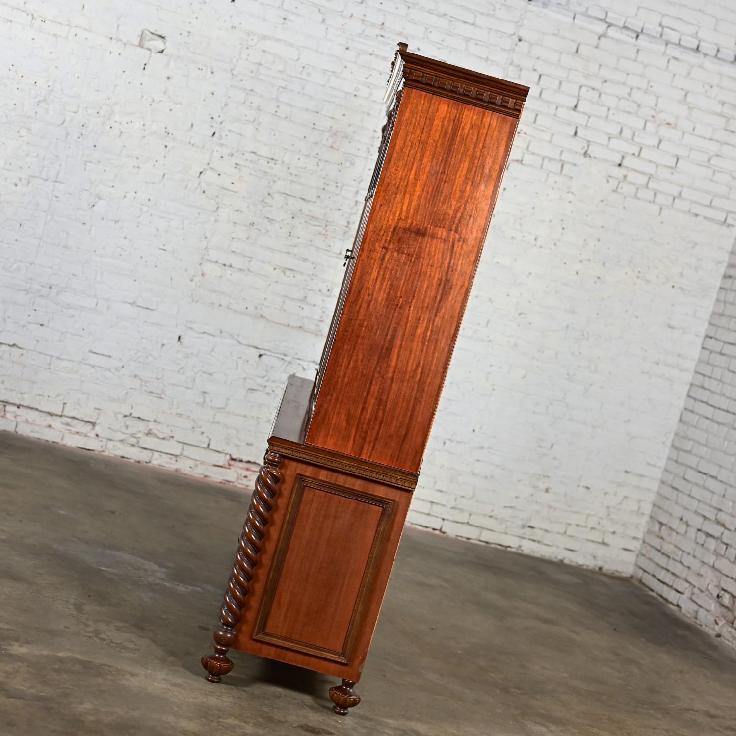 Italian Gothic Revival Bookcase or Display Cabinet Wood Glass & Plastic Accents For Sale 6