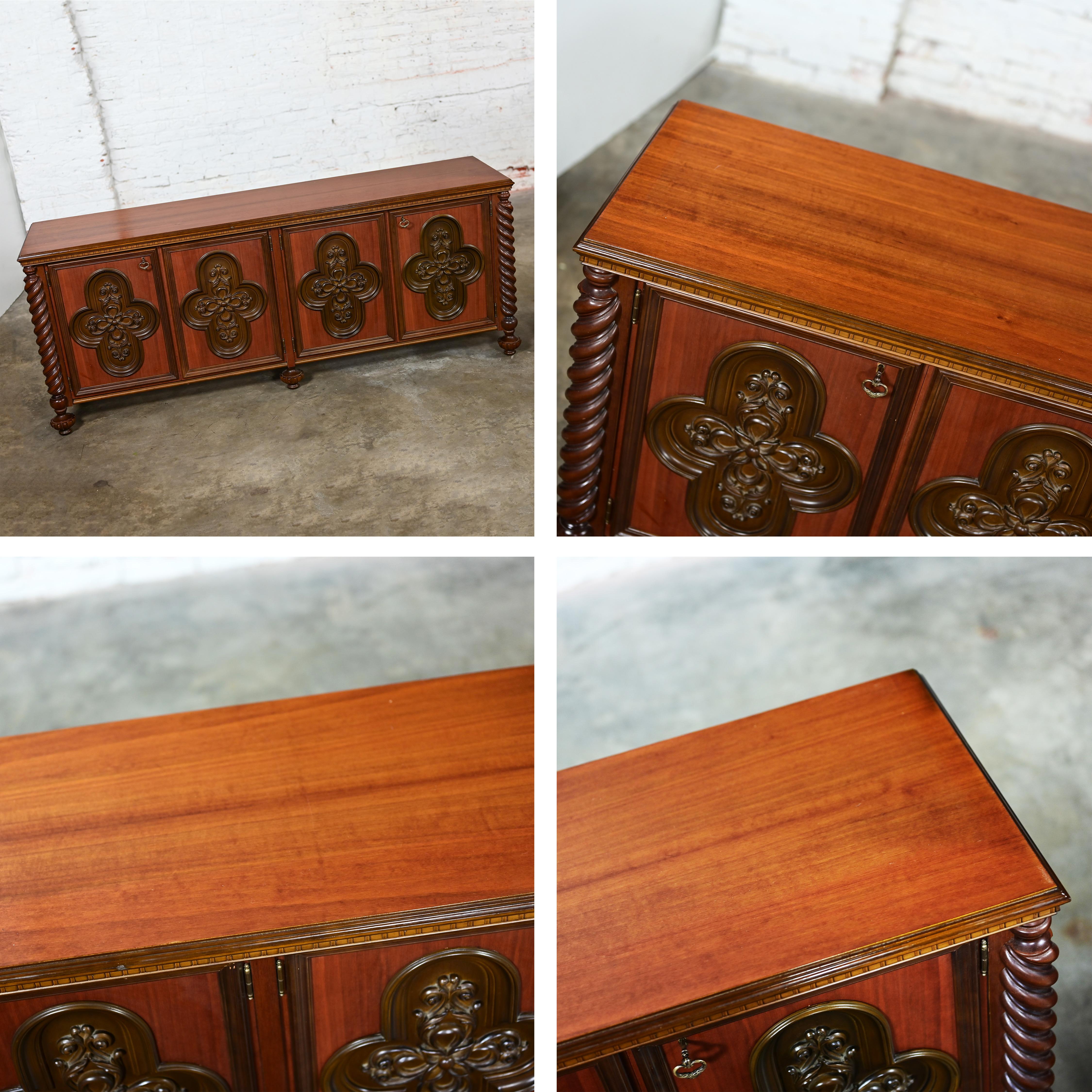 Italian Gothic Revival Bookcase or Display Cabinet Wood Glass & Plastic Accents For Sale 11