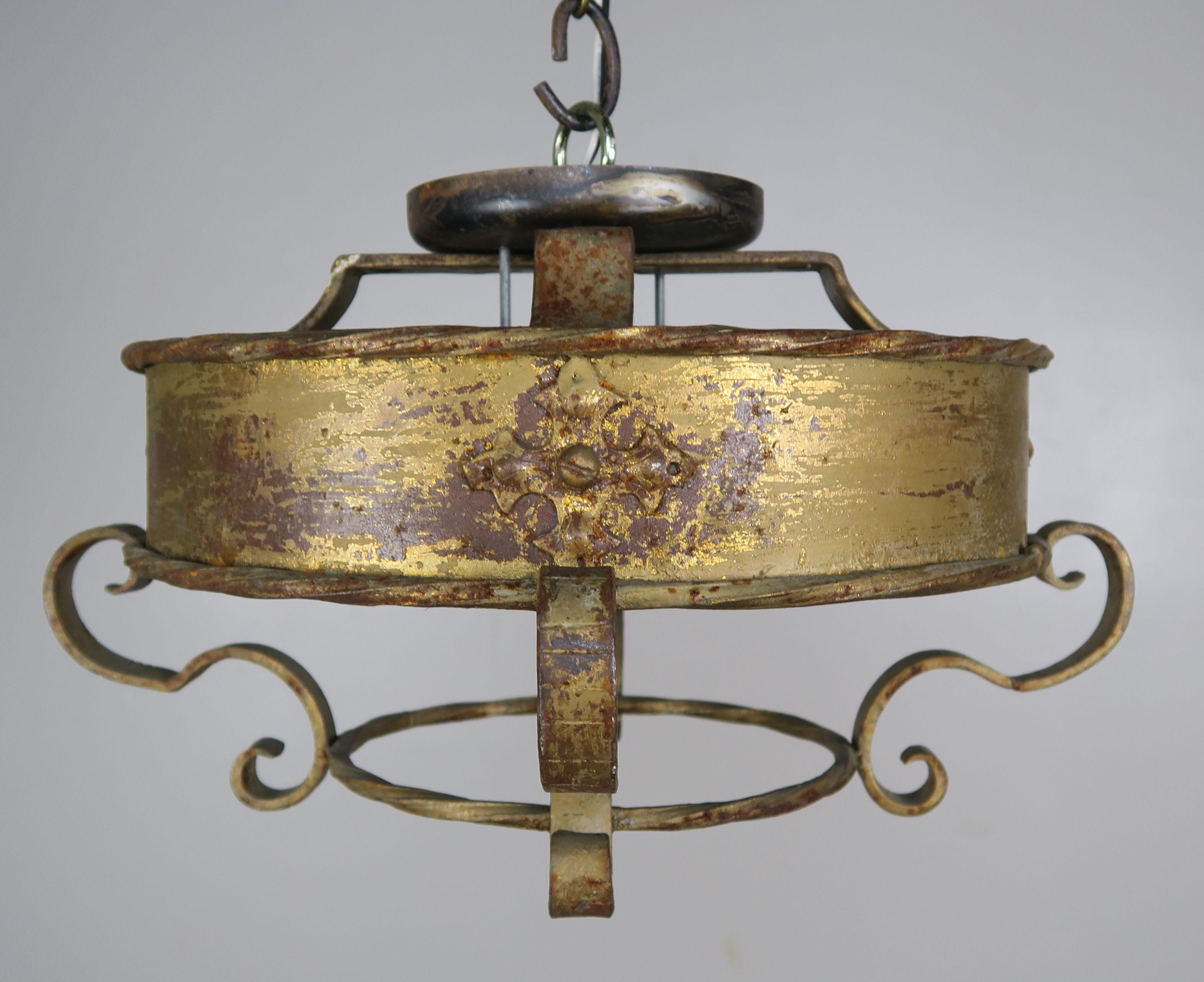 Italian Gothic Style Gilt Metal Flush Mount Light Fixture At 1stdibs