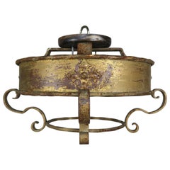 Italian Gothic Style Gilt Metal Flush Mount Light Fixture