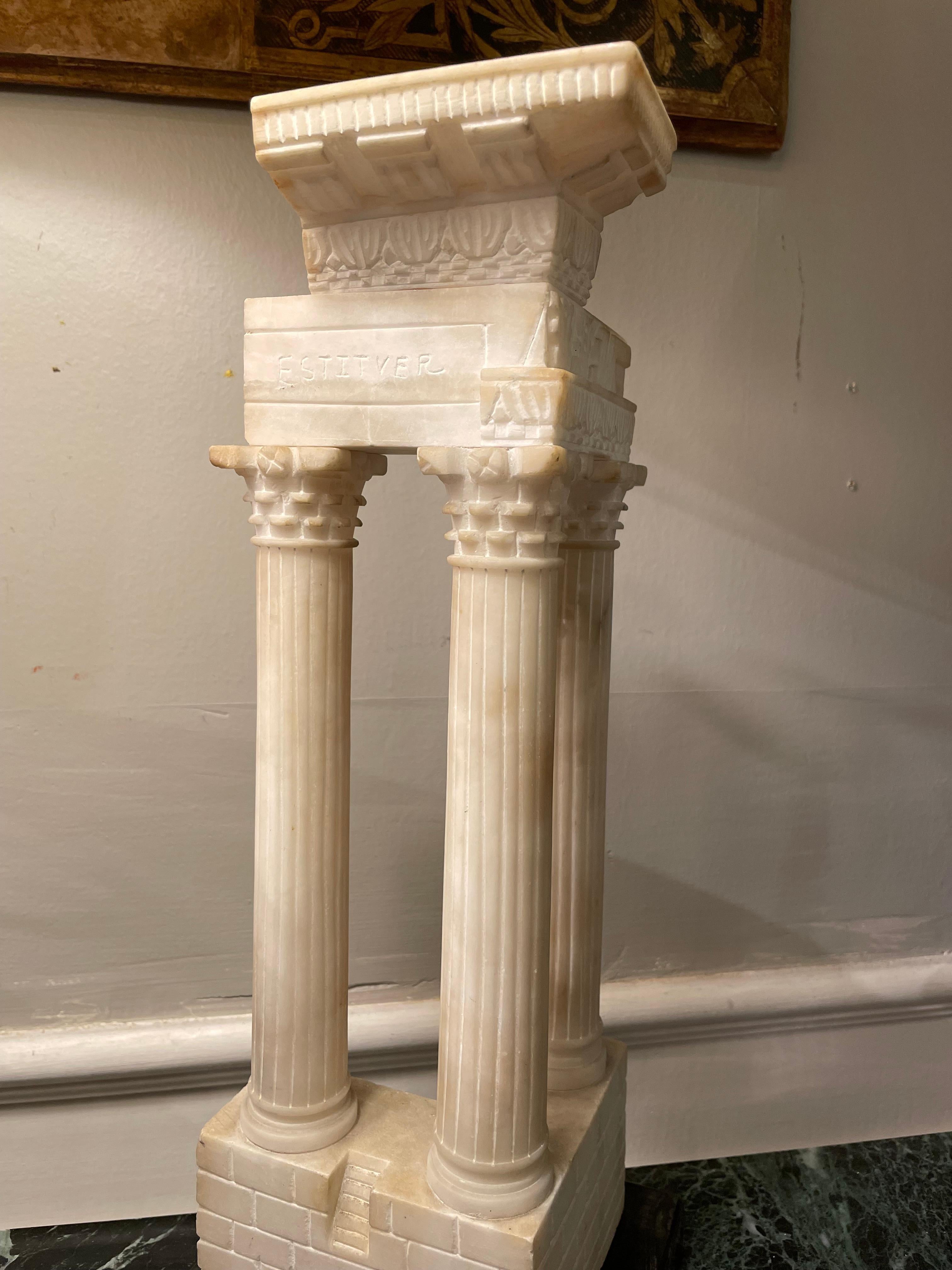 Italian Grand Tour Alabaster Model the Roman Forum Temple of Vespasian For Sale 3