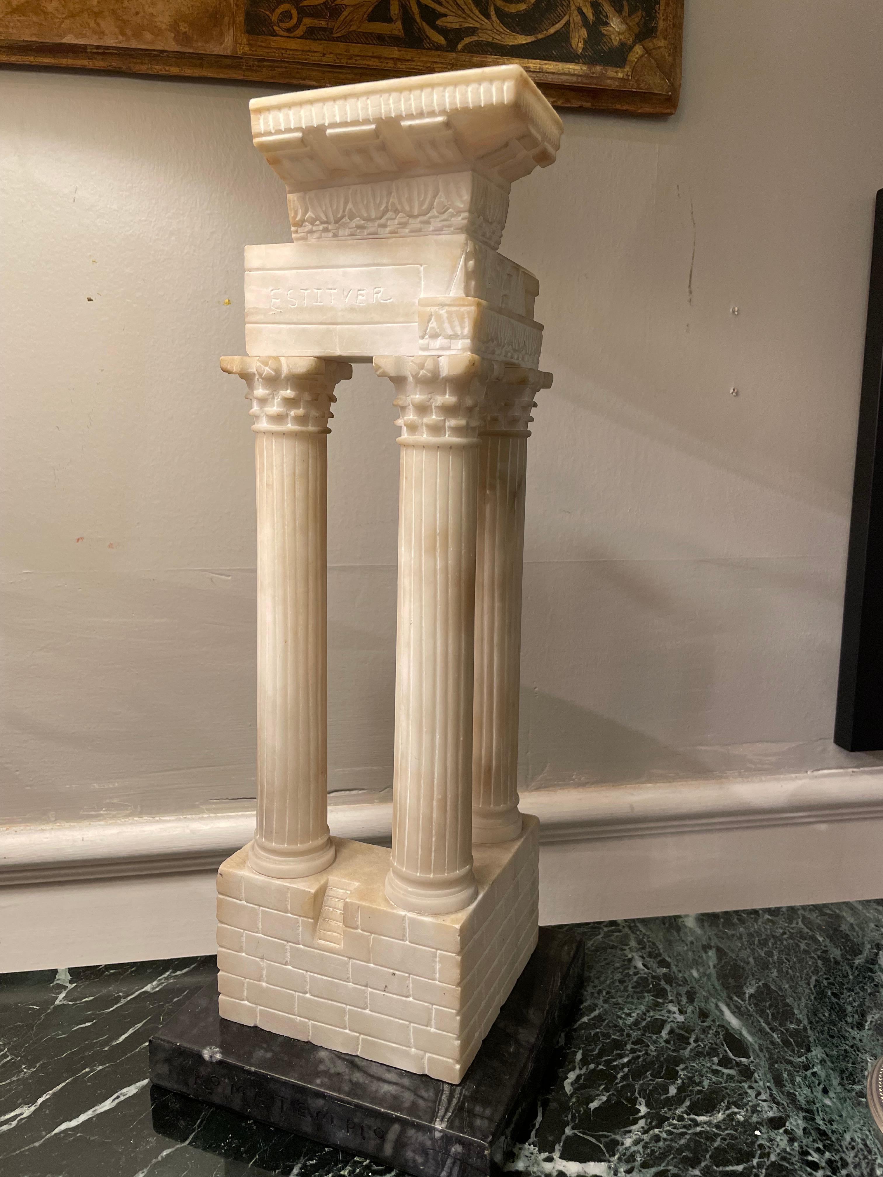 Italian Grand Tour Alabaster Model the Roman Forum Temple of Vespasian For Sale 4