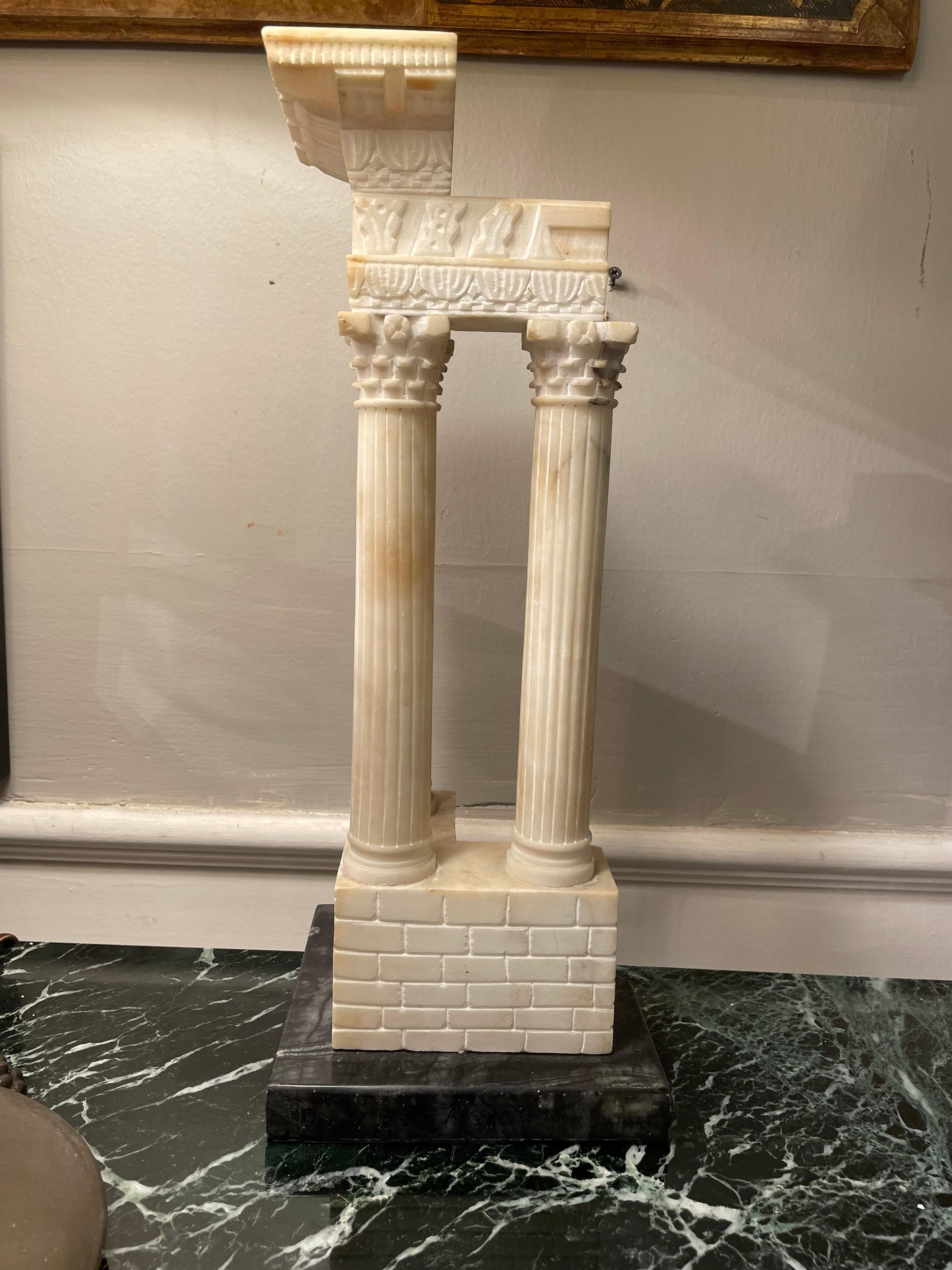 Italian Grand Tour Alabaster Model the Roman Forum Temple of Vespasian For Sale 7