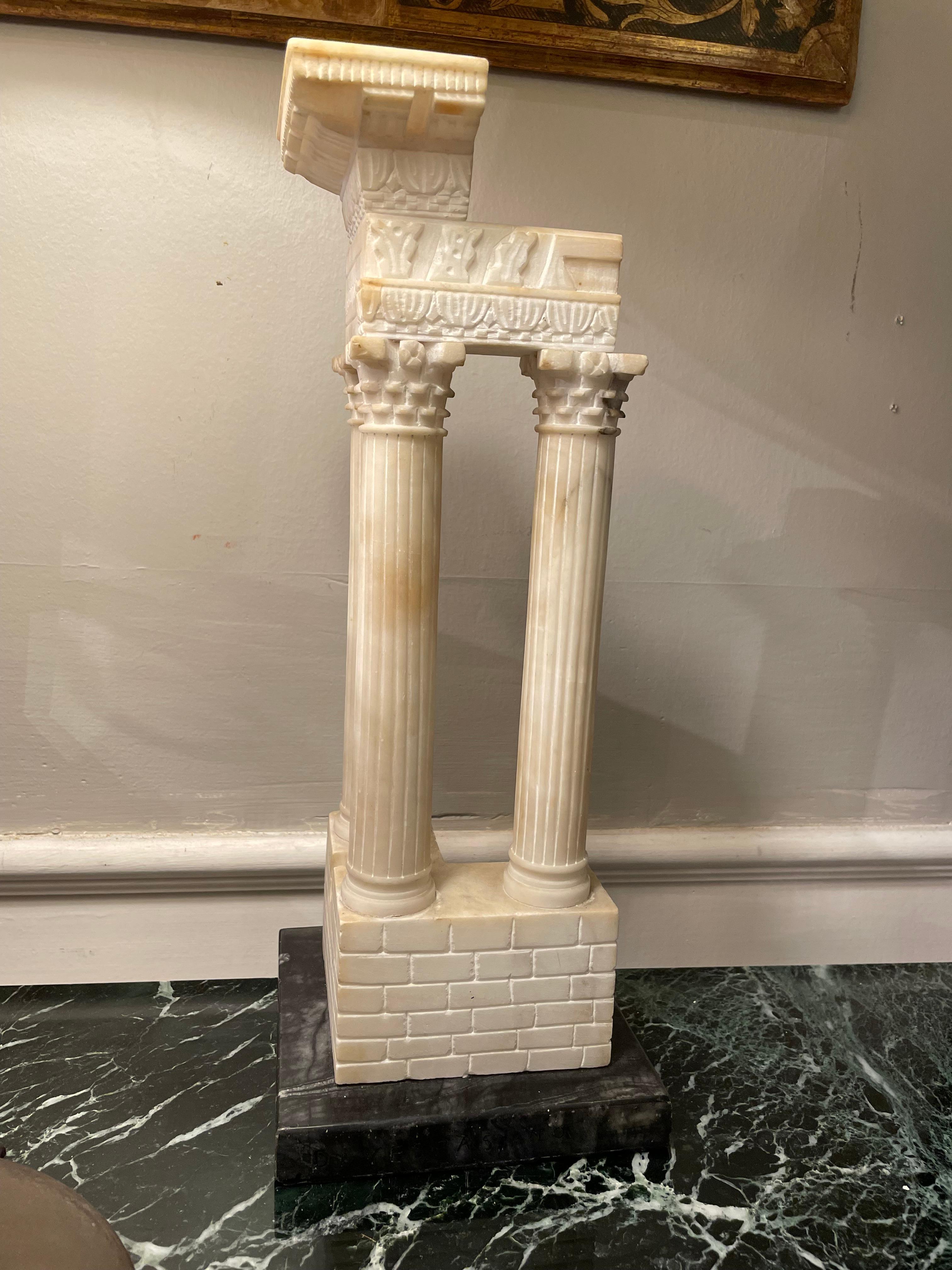 Italian Grand Tour Alabaster Model the Roman Forum Temple of Vespasian For Sale 8