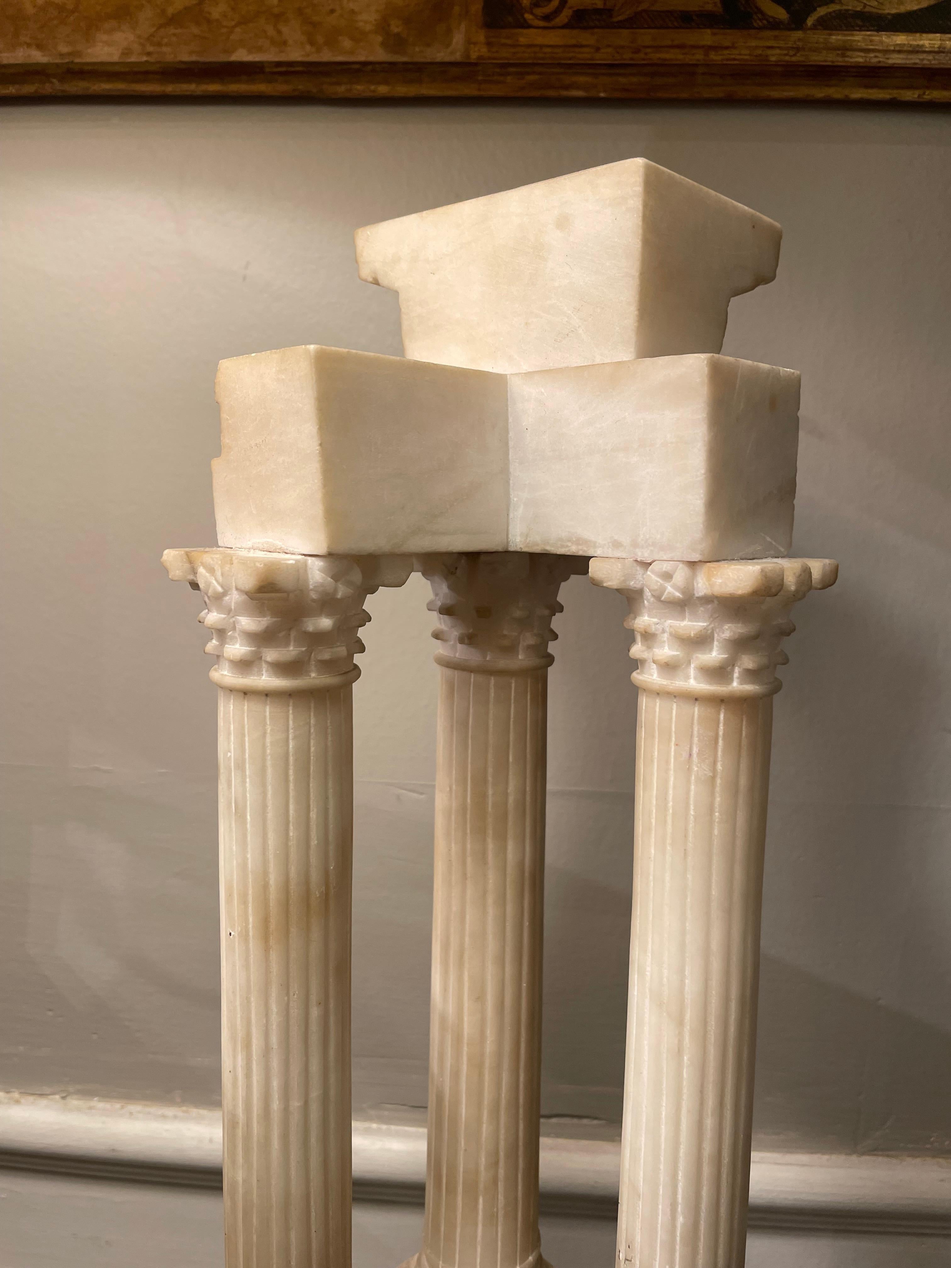 Italian Grand Tour Alabaster Model the Roman Forum Temple of Vespasian For Sale 9