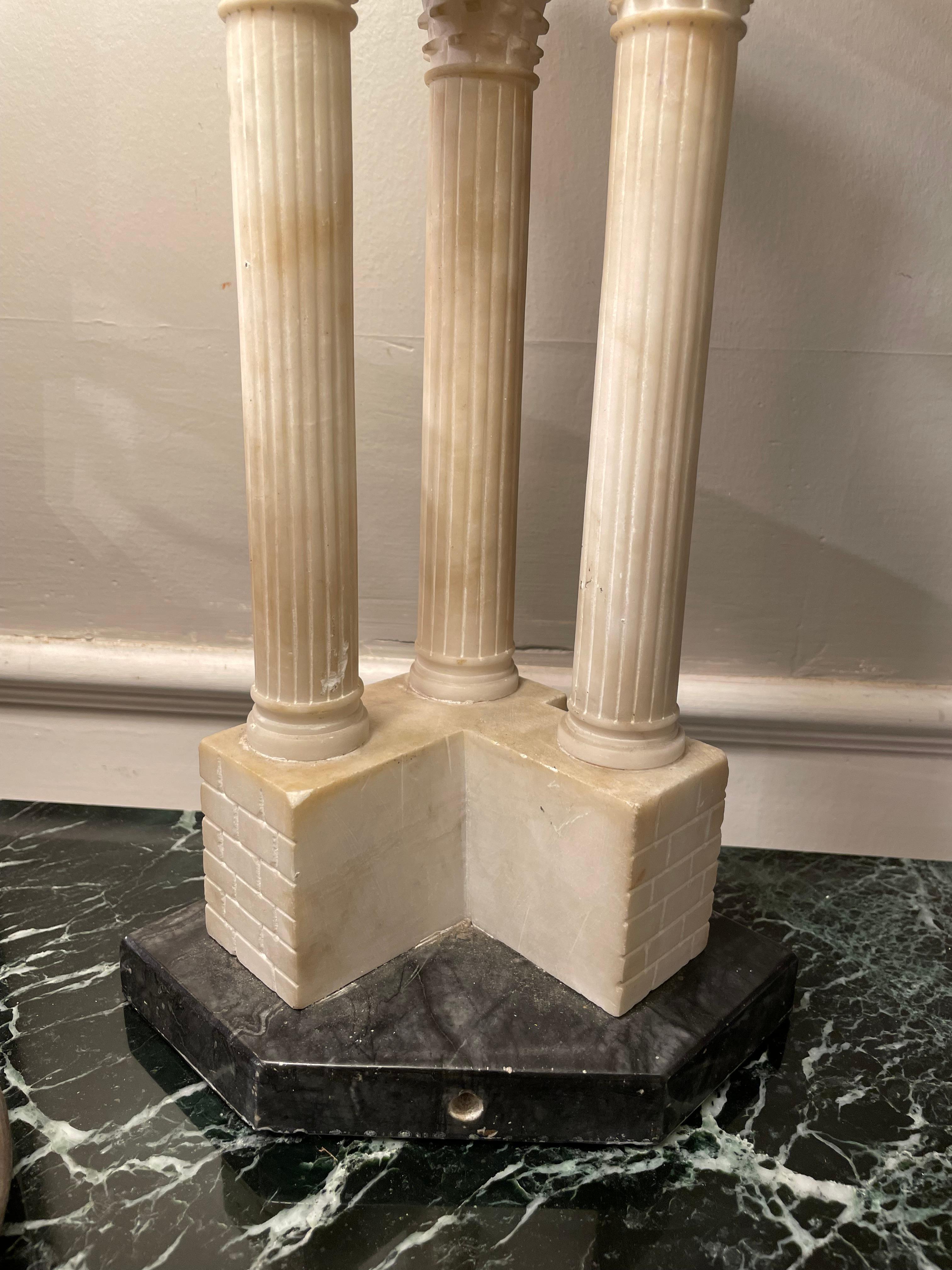 Italian Grand Tour Alabaster Model the Roman Forum Temple of Vespasian For Sale 10