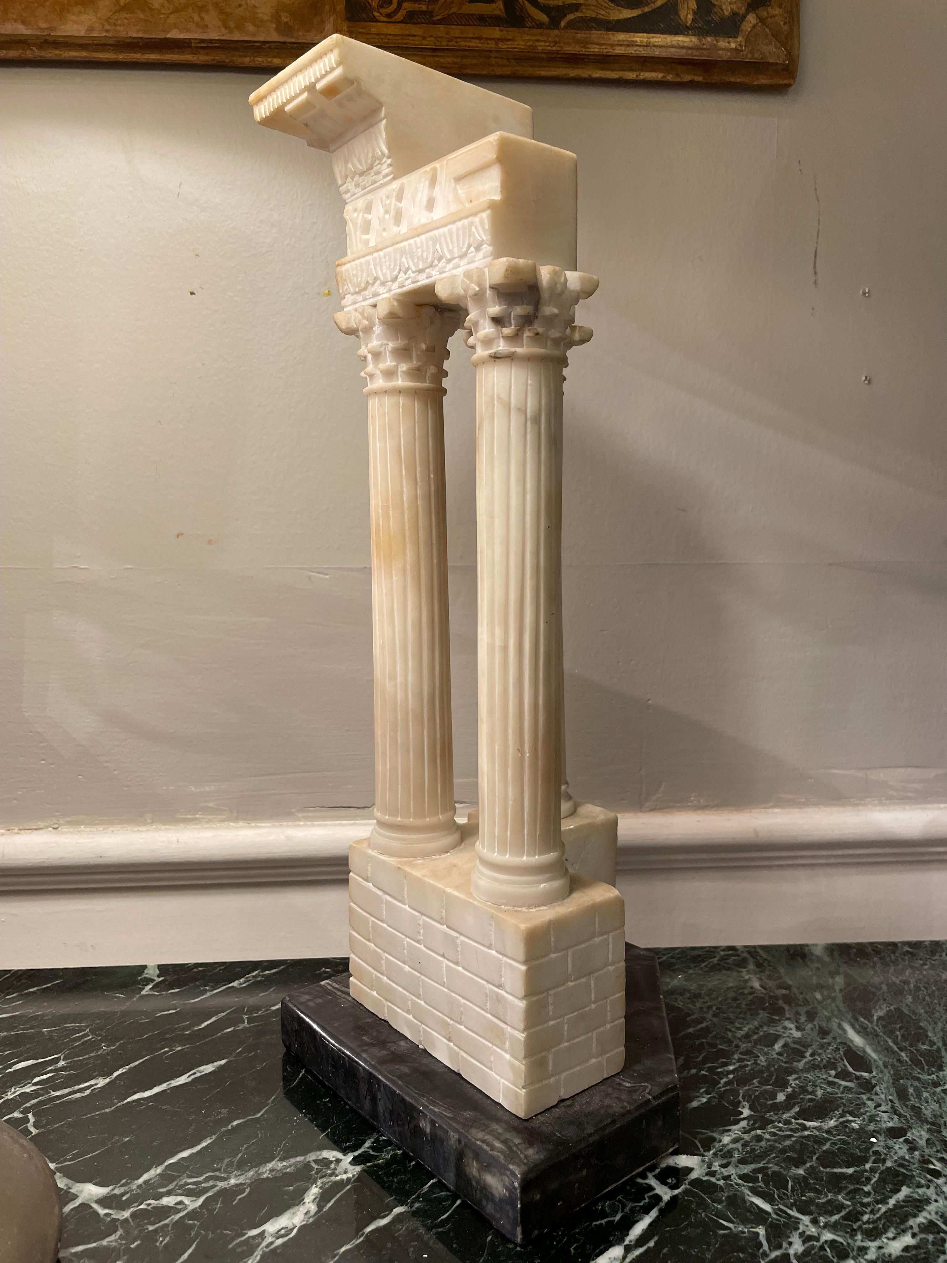 Carved Italian Grand Tour Alabaster Model the Roman Forum Temple of Vespasian For Sale