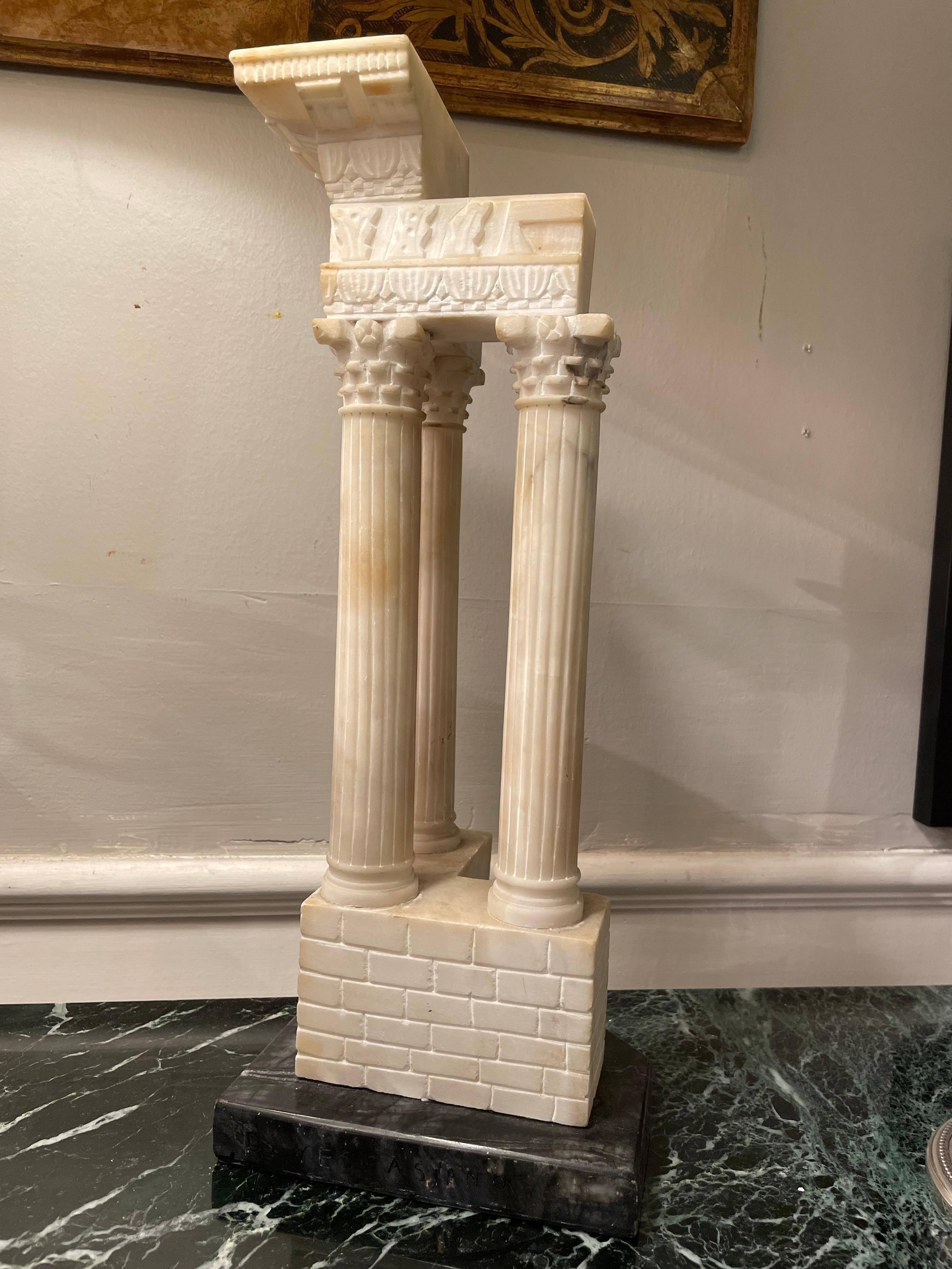 Italian Grand Tour Alabaster Model the Roman Forum Temple of Vespasian In Good Condition For Sale In Stamford, CT