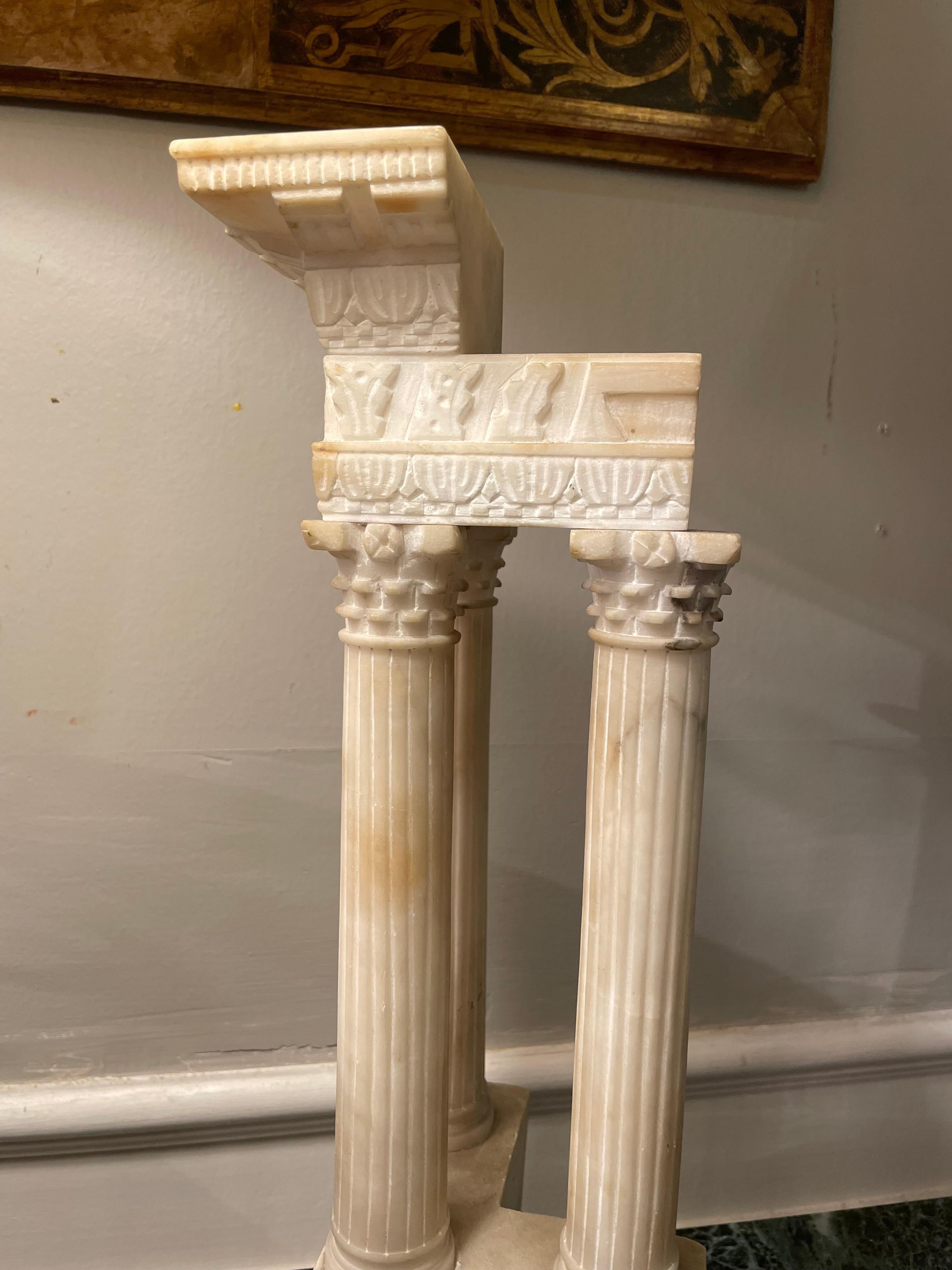 20th Century Italian Grand Tour Alabaster Model the Roman Forum Temple of Vespasian For Sale