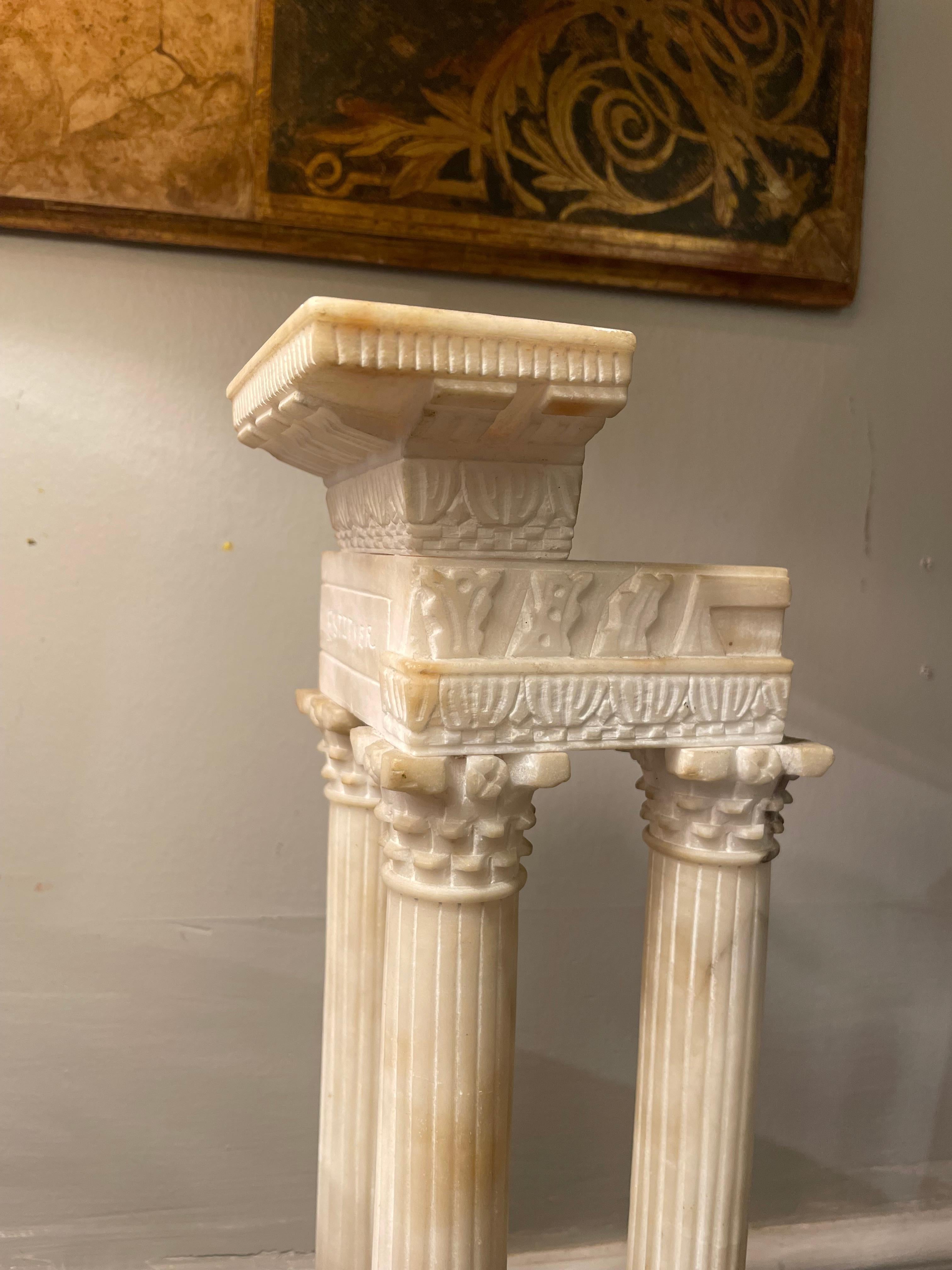 Italian Grand Tour Alabaster Model the Roman Forum Temple of Vespasian For Sale 1
