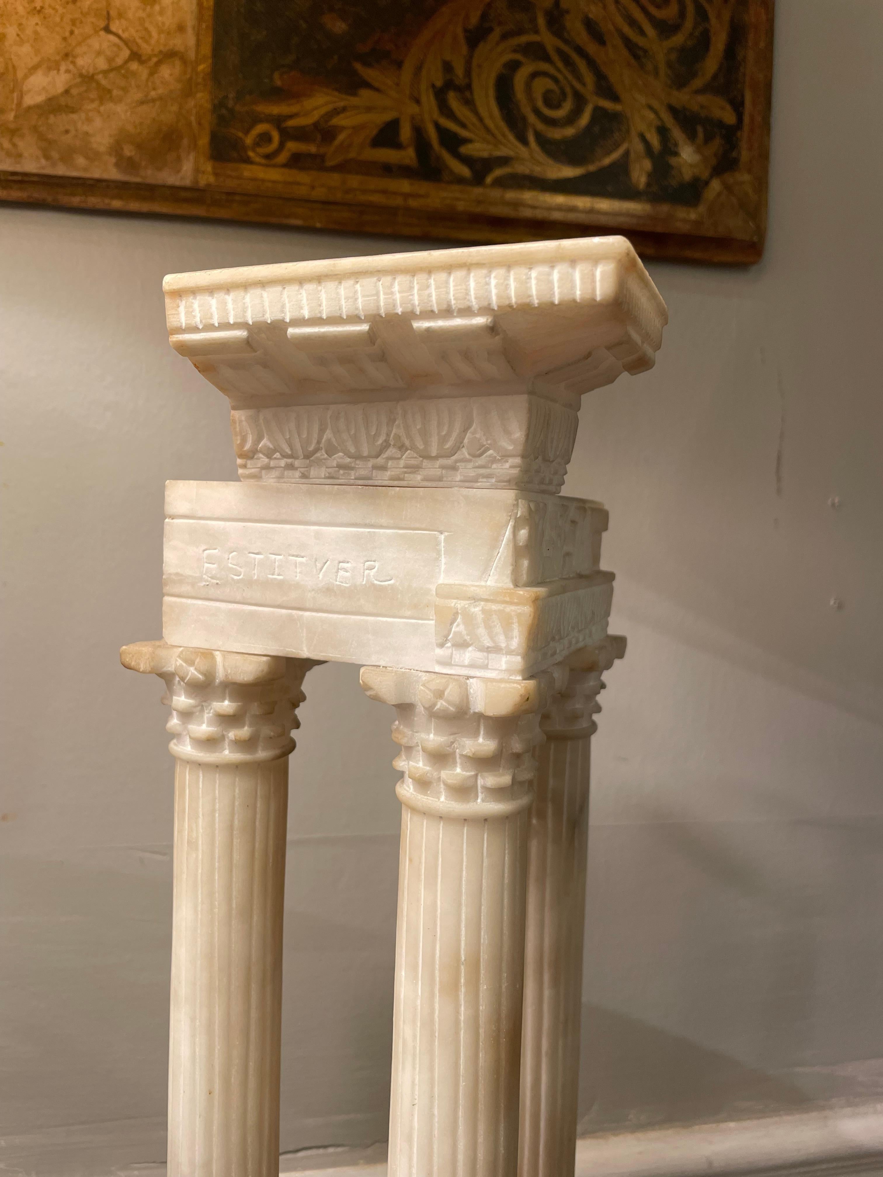Italian Grand Tour Alabaster Model the Roman Forum Temple of Vespasian For Sale 2