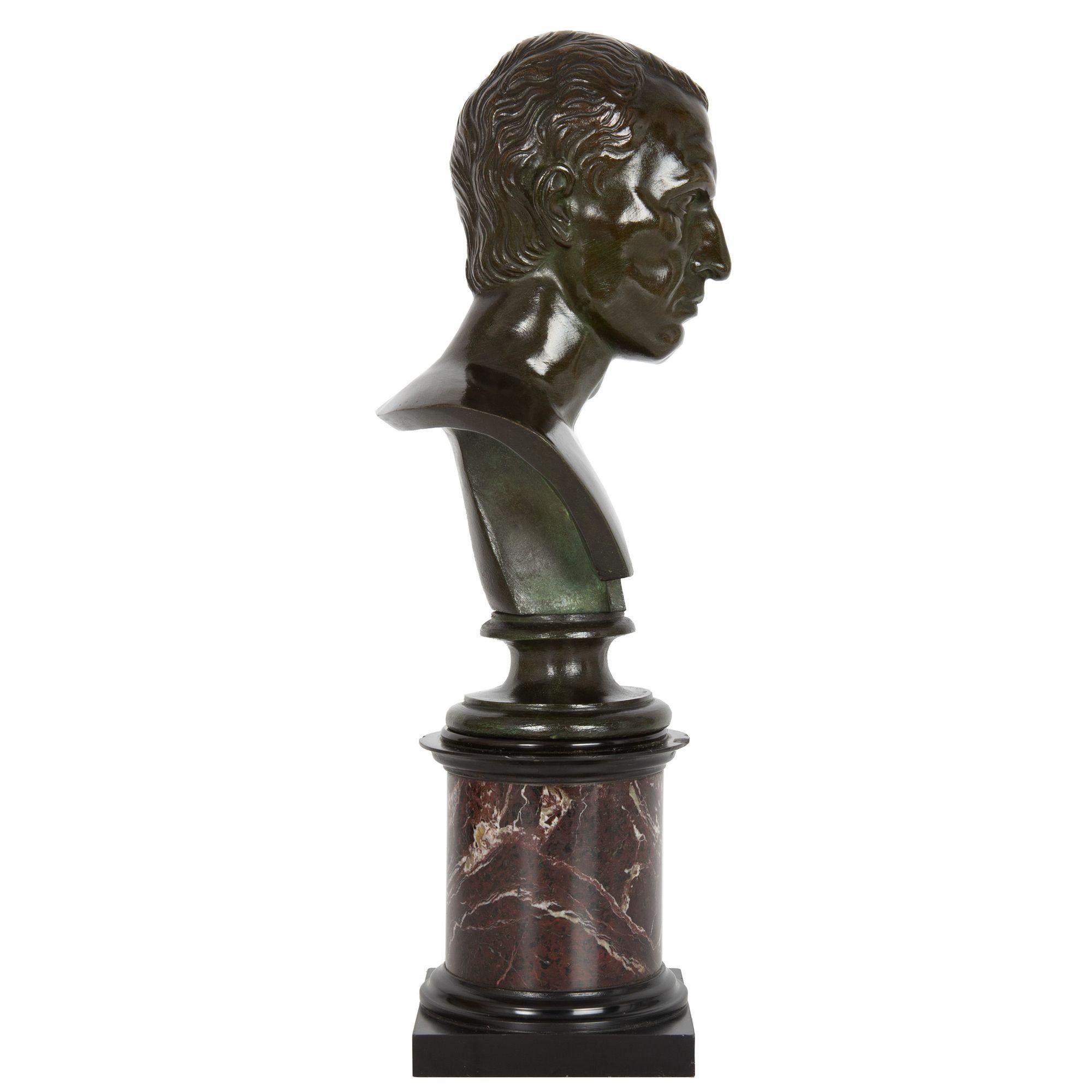 GRAND TOUR
Italian, 19th century

Bust of Julius Caesar

Patinated and pigmented sand-cast bronze over Violet Breche marble socle  unsigned

Item # 212WHZ09P 

A finely cast and beautifully patinated bust of Julius Caesar, it likely originates from