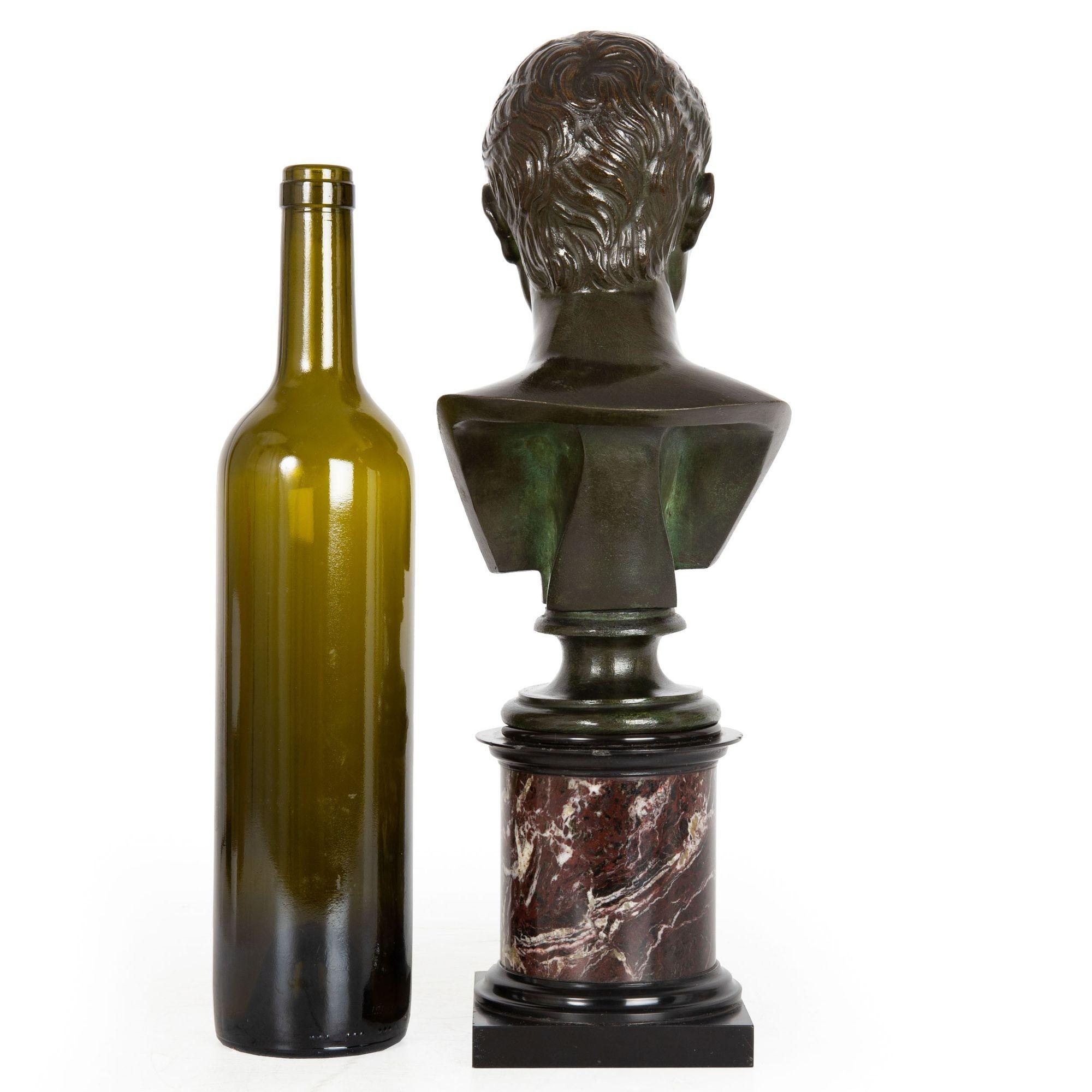 19th Century Italian Grand Tour Antique Bronze Sculpture, Bust of Julius Caesar For Sale