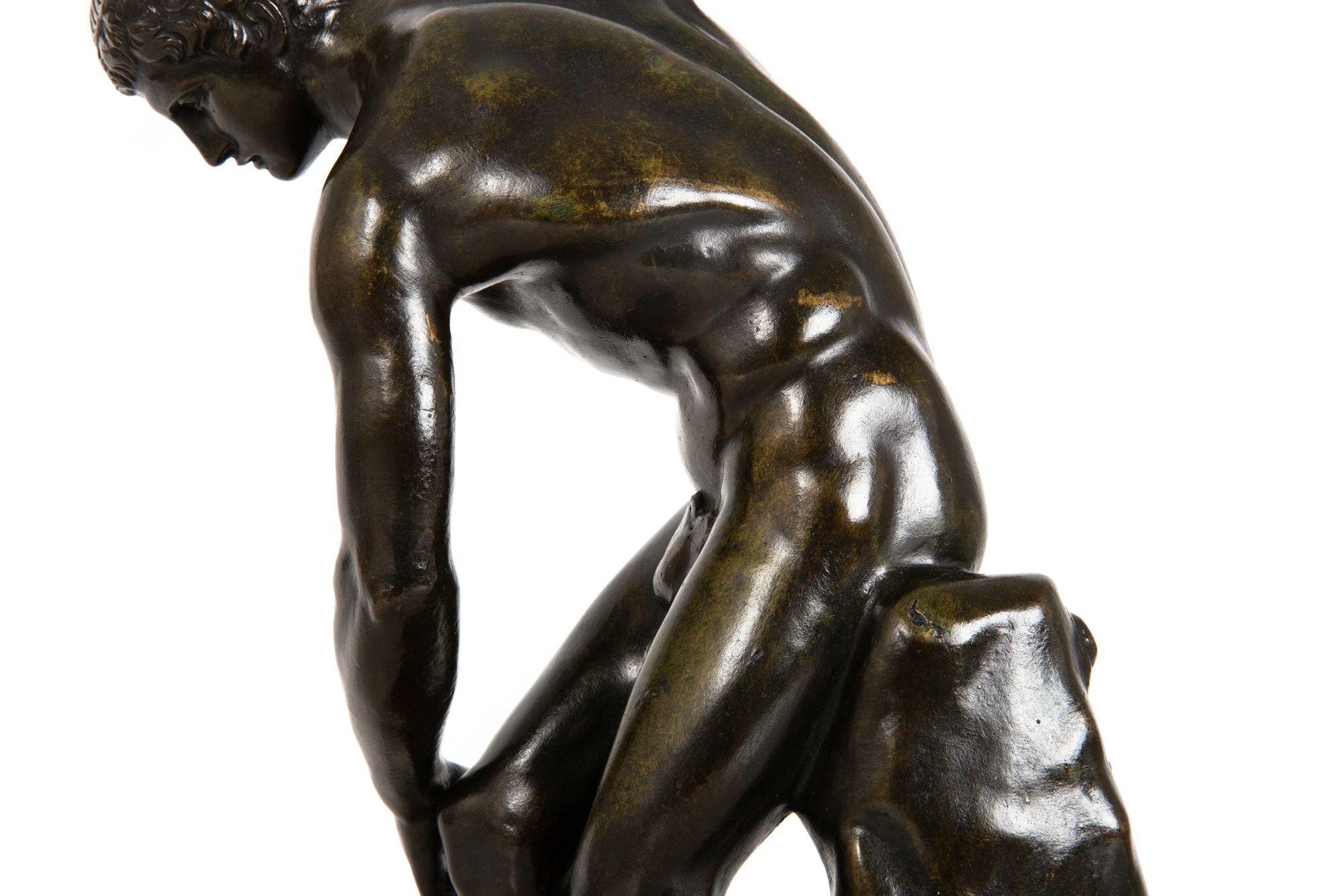 Italian Grand Tour Antique Bronze Sculpture of The Discobolus in vendita 6