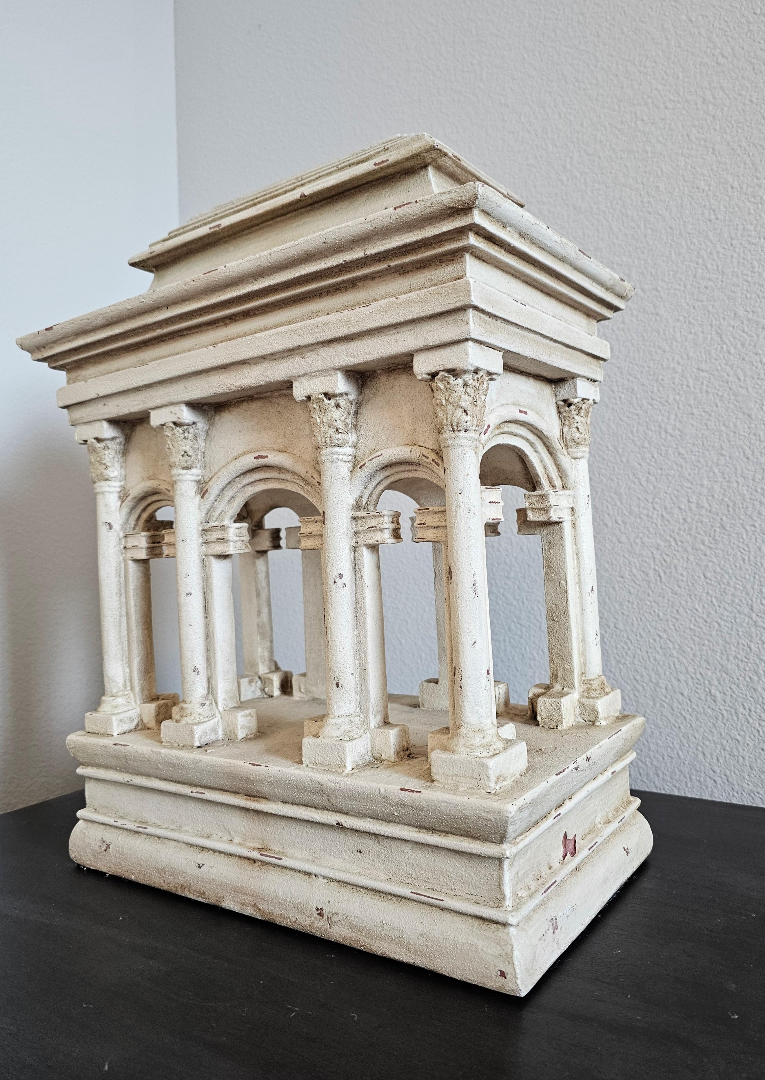 Modèle architectural du Grand Tour italien en faux marbre de temple romain Portico 13