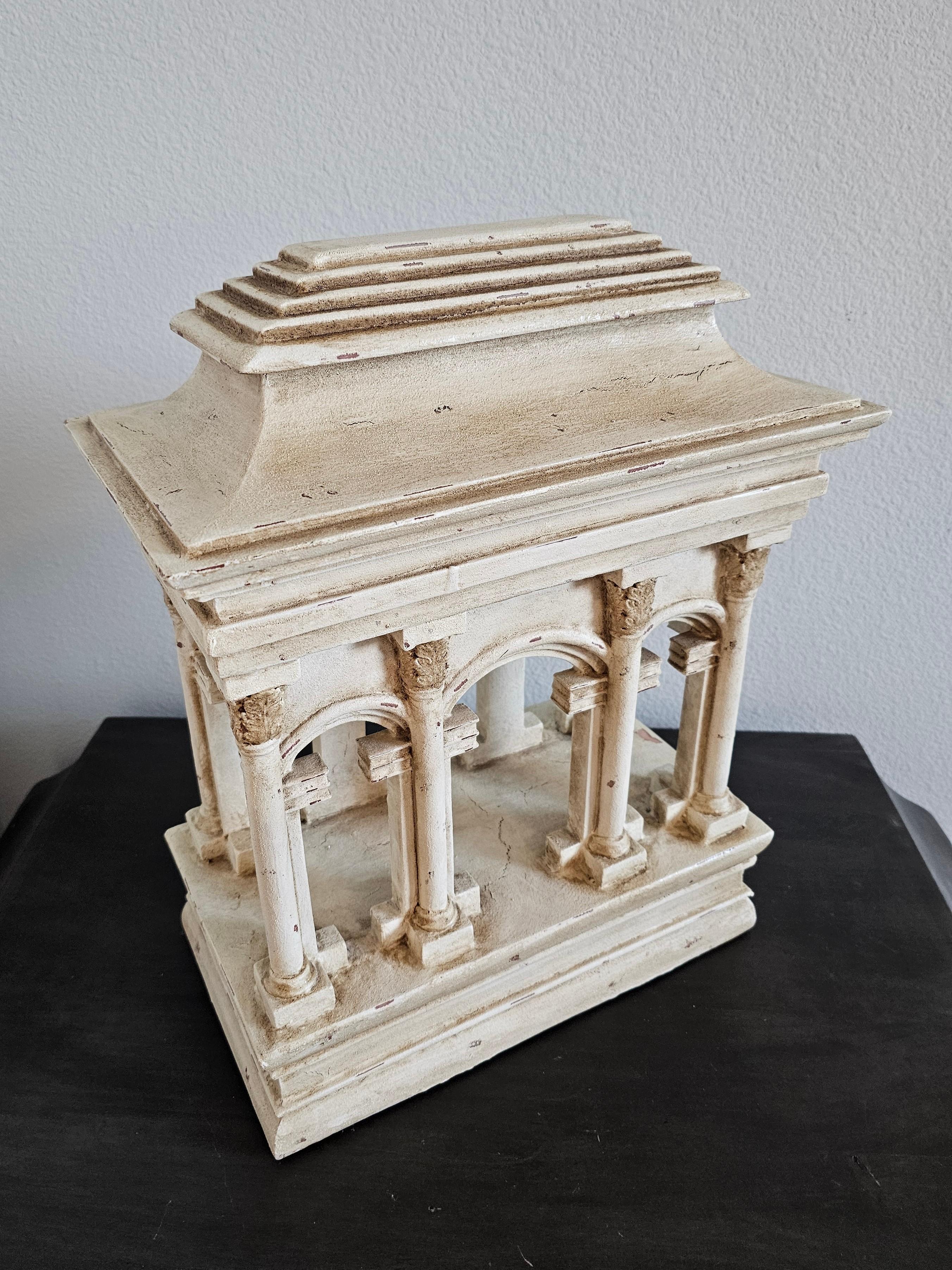 Modèle architectural du Grand Tour italien en faux marbre de temple romain Portico 1