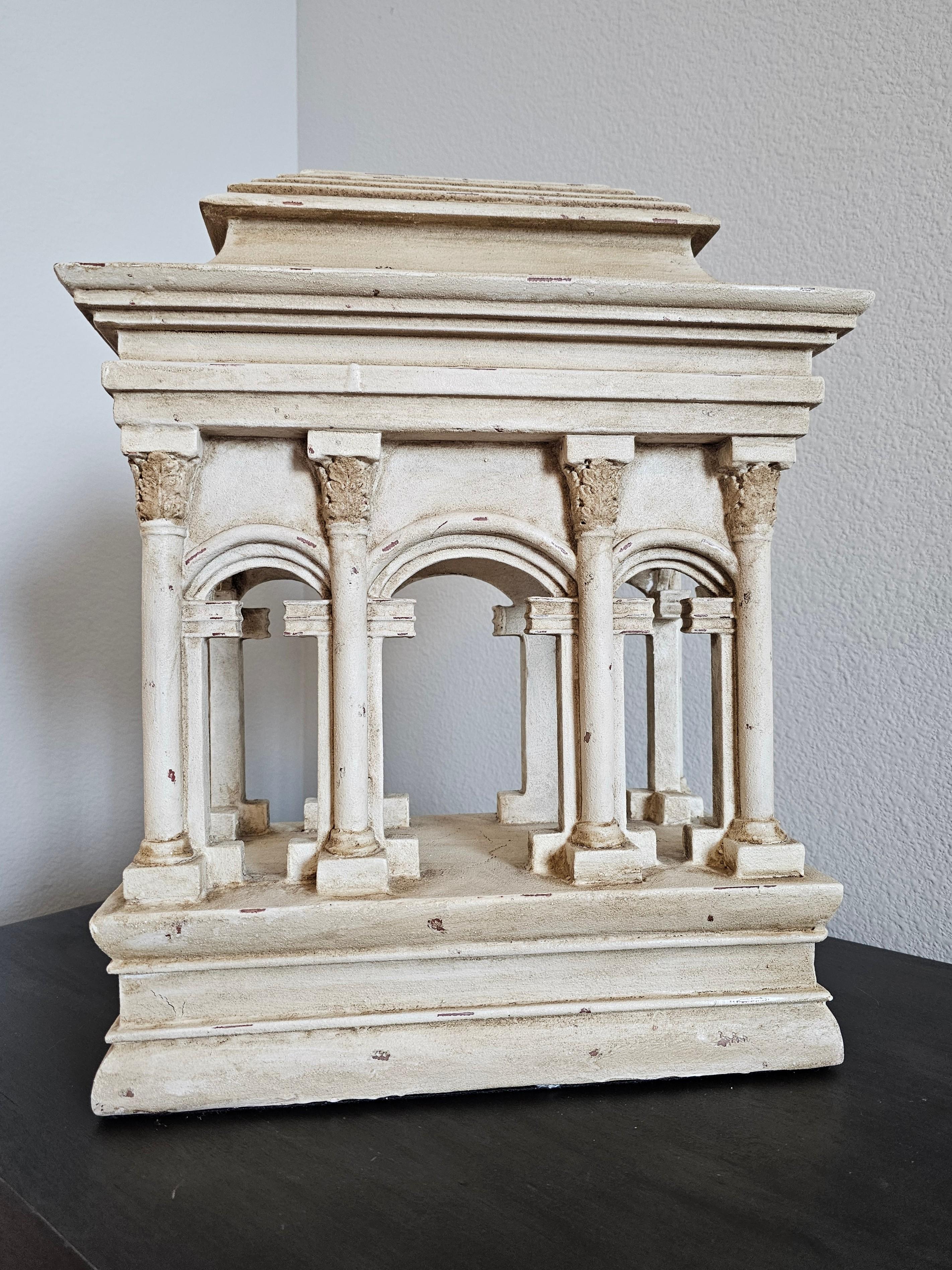 Modèle architectural du Grand Tour italien en faux marbre de temple romain Portico 2