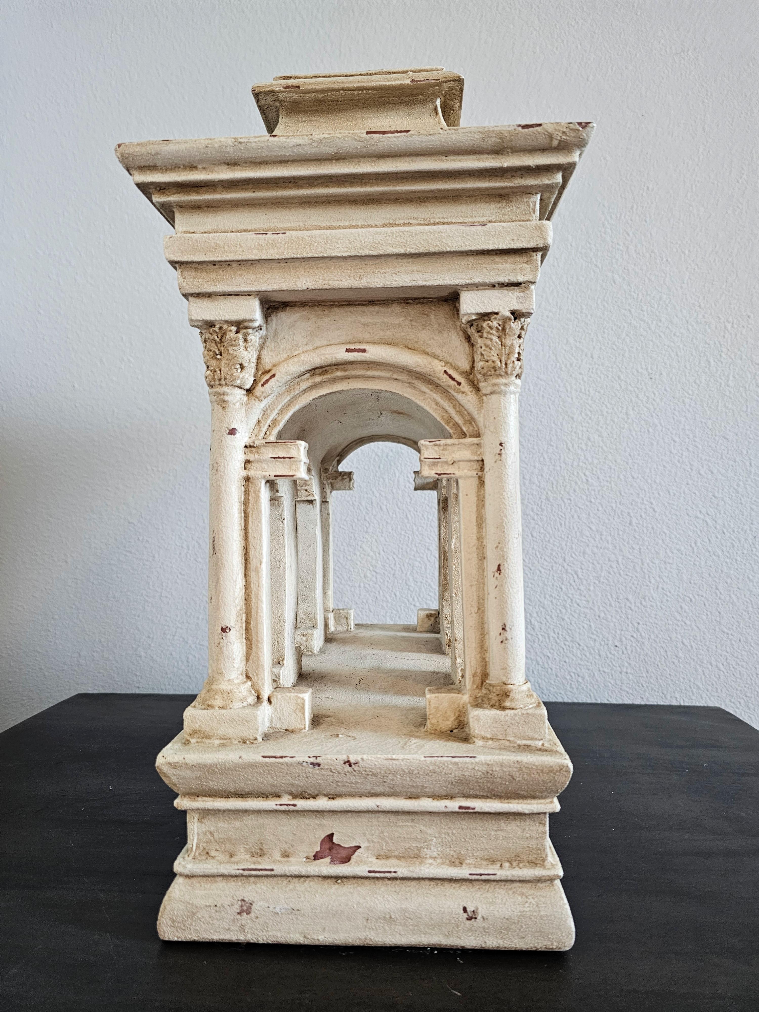 Modèle architectural du Grand Tour italien en faux marbre de temple romain Portico 3
