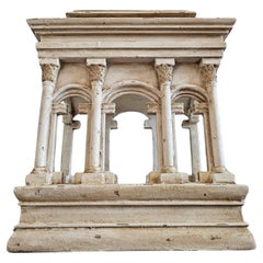 Italian Grand Tour Architectural Faux Marble Roman Temple Portico Model