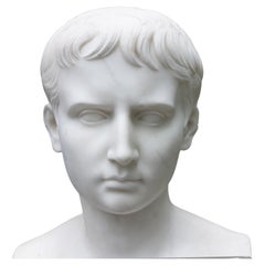 Buste italien Grand Tour Augustus Caesar en marbre de Carrare 19ème siècle