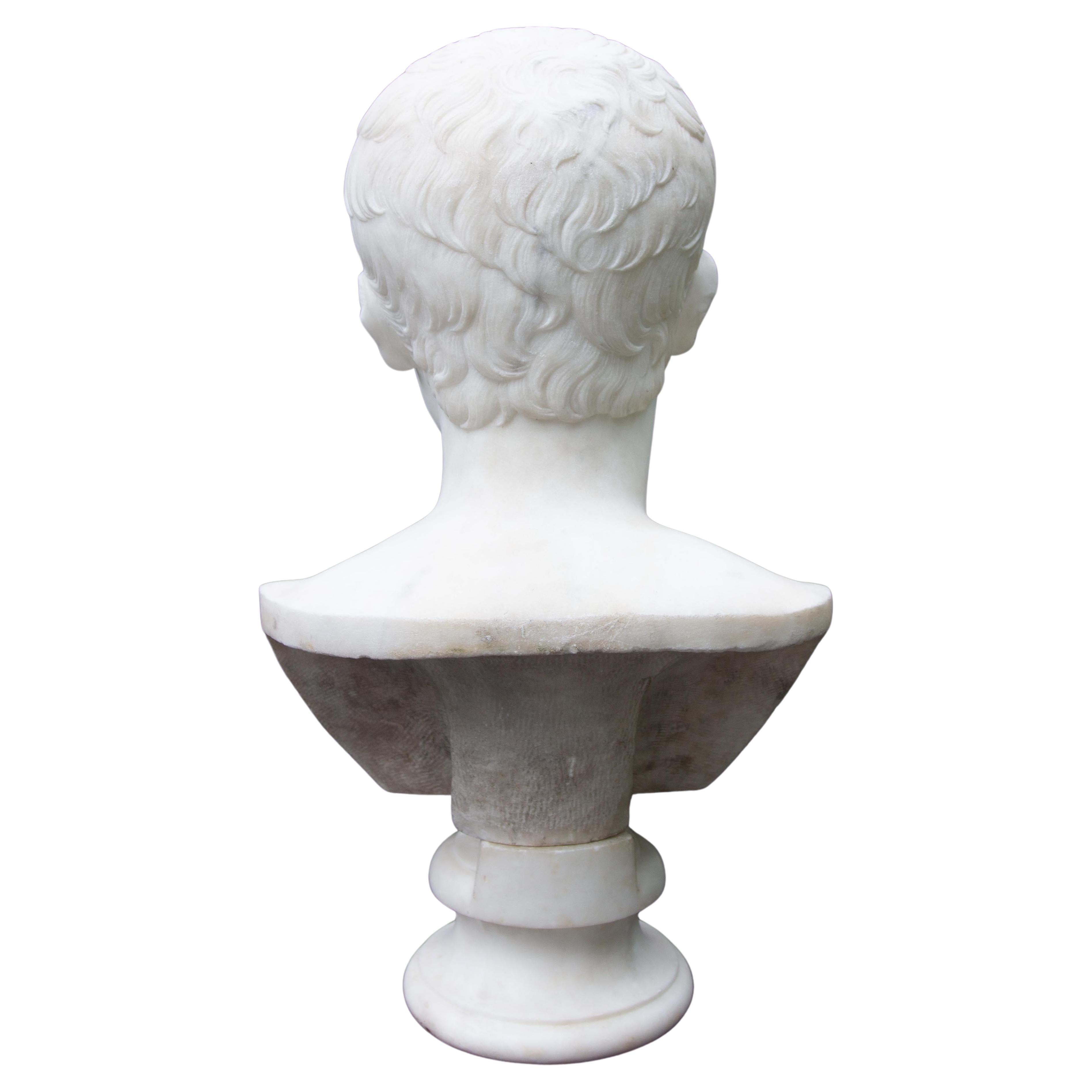 Busto in marmo di Augusto Cesare di Carrara del 19° secolo In condizioni buone in vendita a Rochester, NY