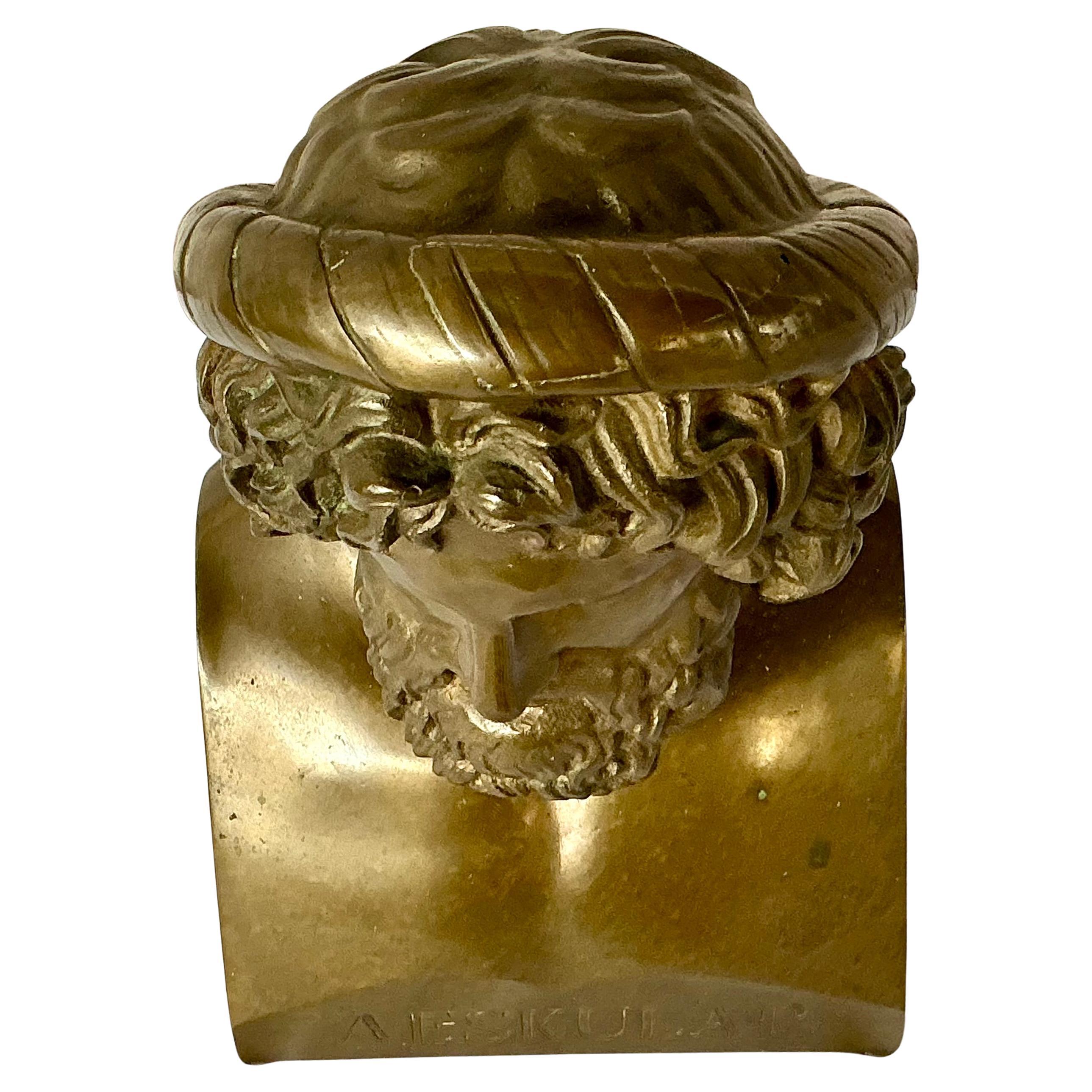 Italienische Grand Tour Bronzebüste des Asklepios (Patiniert) im Angebot