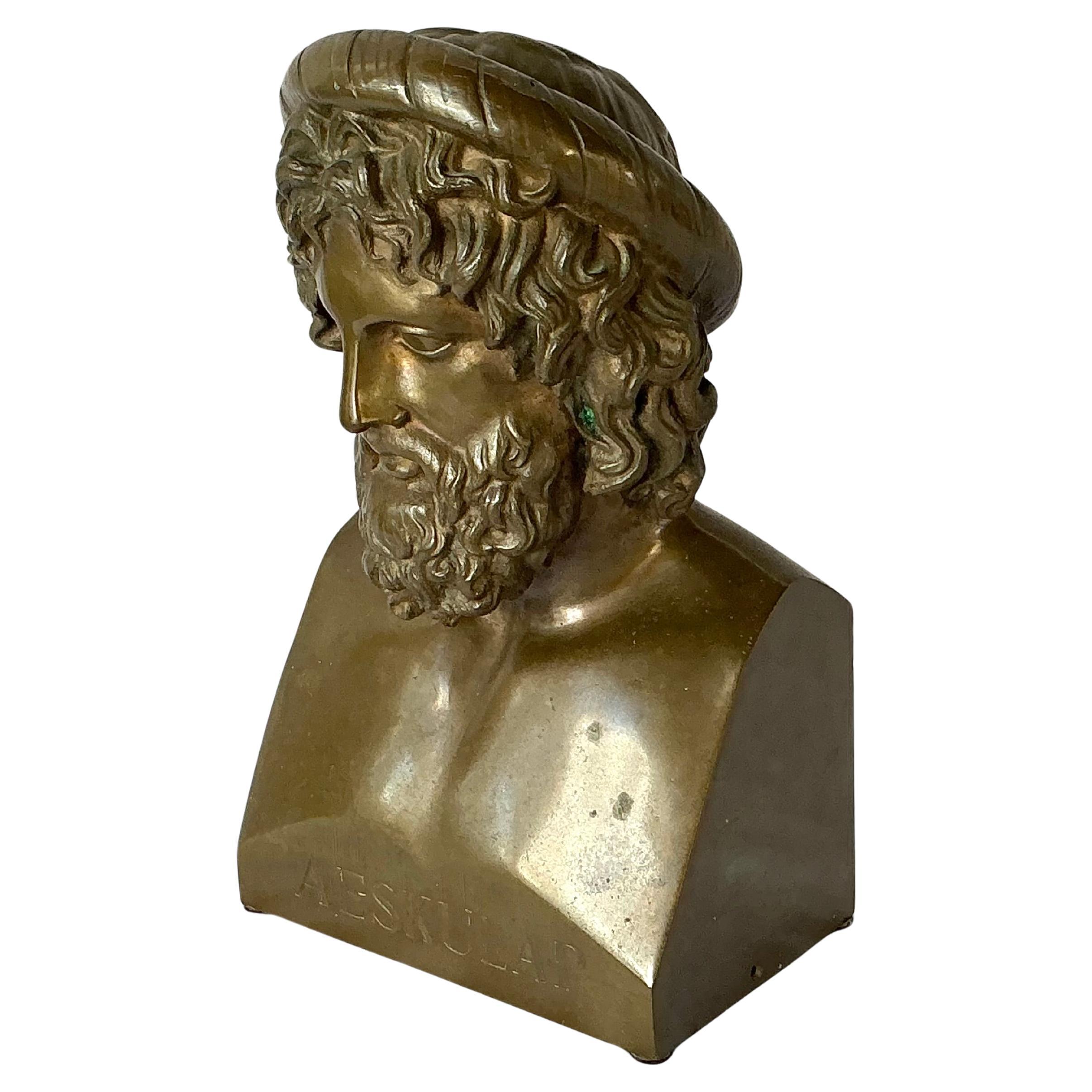 Italienische Grand Tour Bronzebüste des Asklepios im Angebot 1