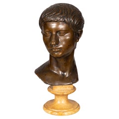 Antique Italian Grand Tour Bronze Bust of Caesar