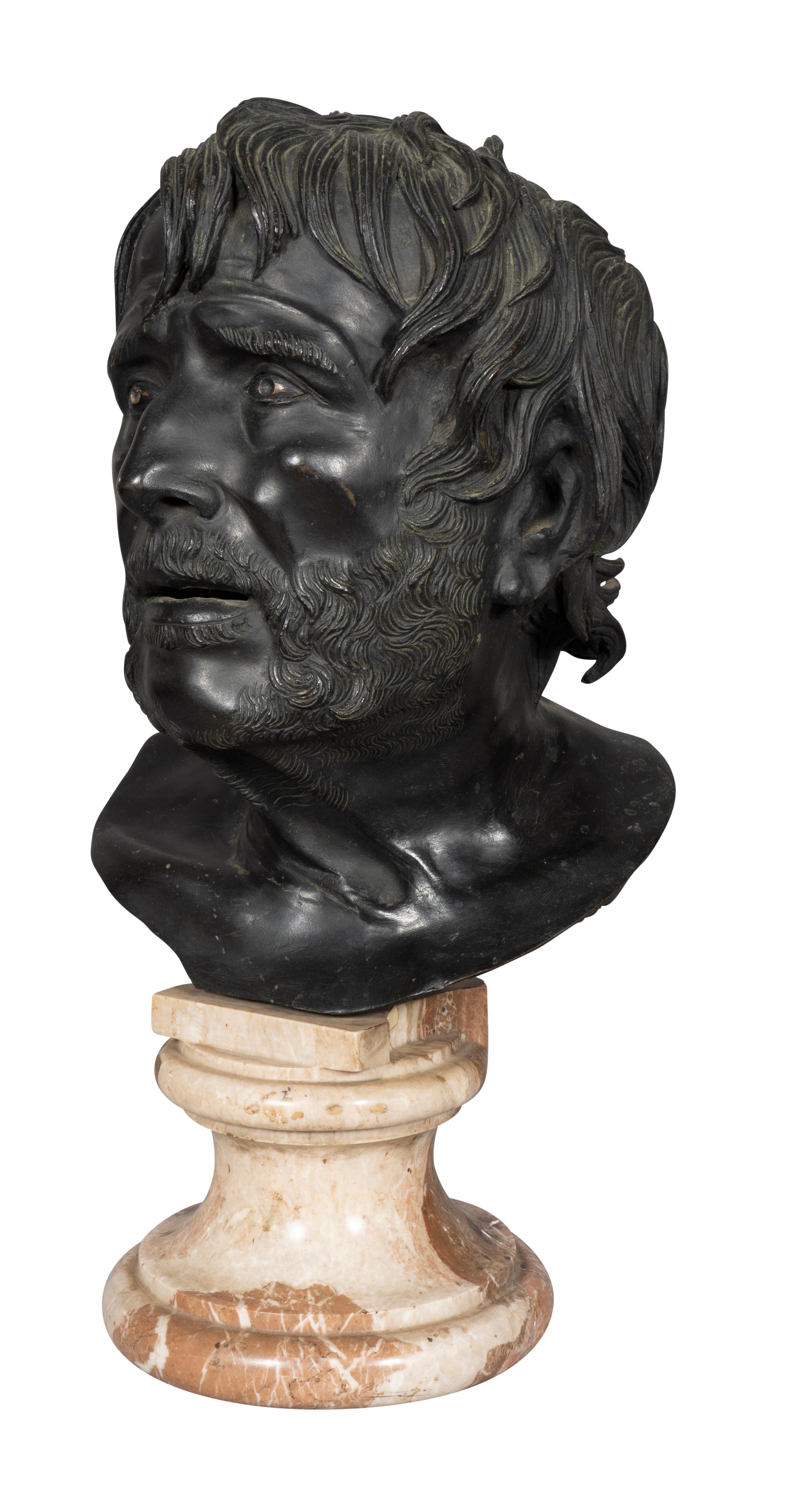 Italian Grand Tour Bronze Bust of Seneca In Good Condition In Essex, MA